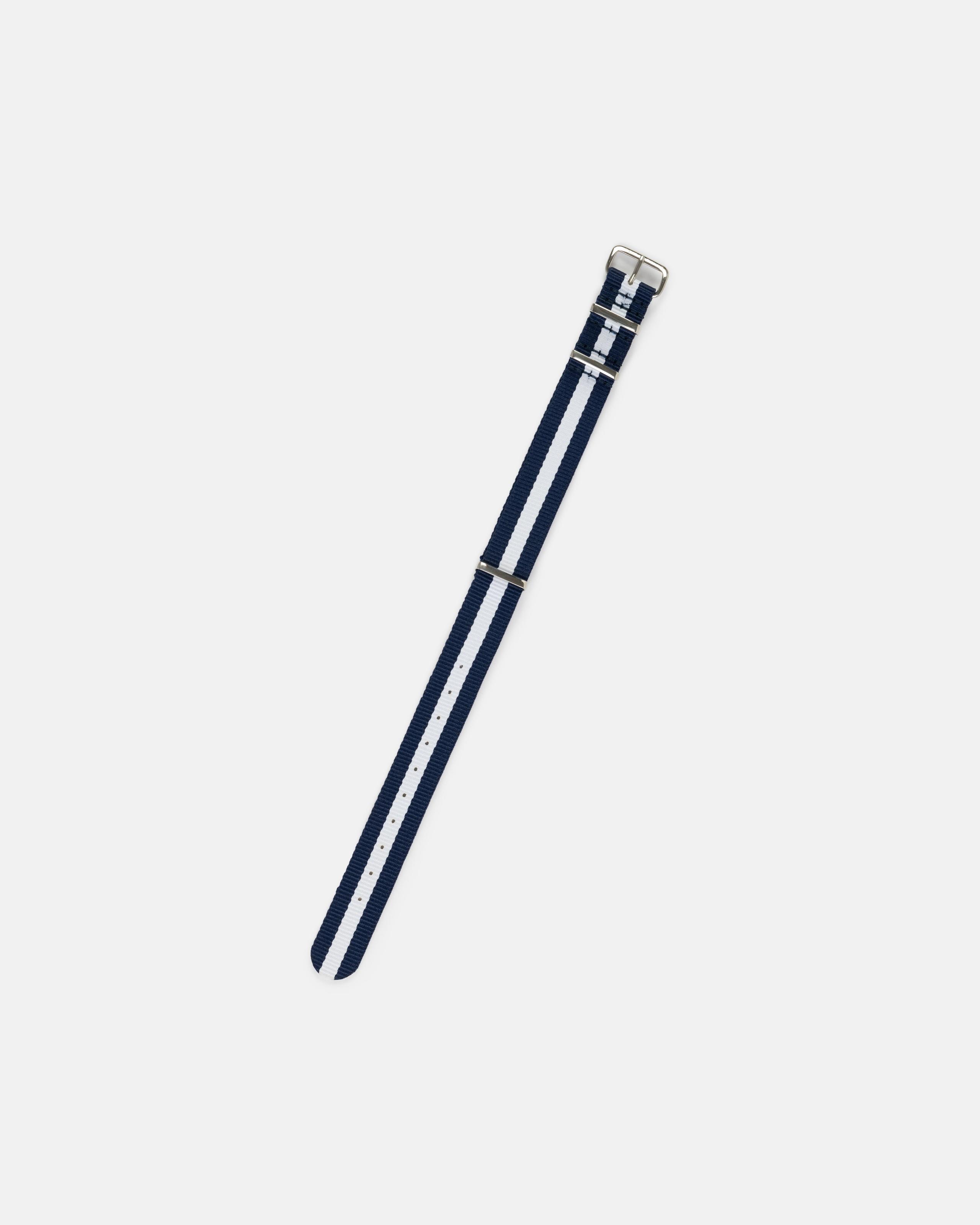 Navy & White Stripe Nylon Watch Strap