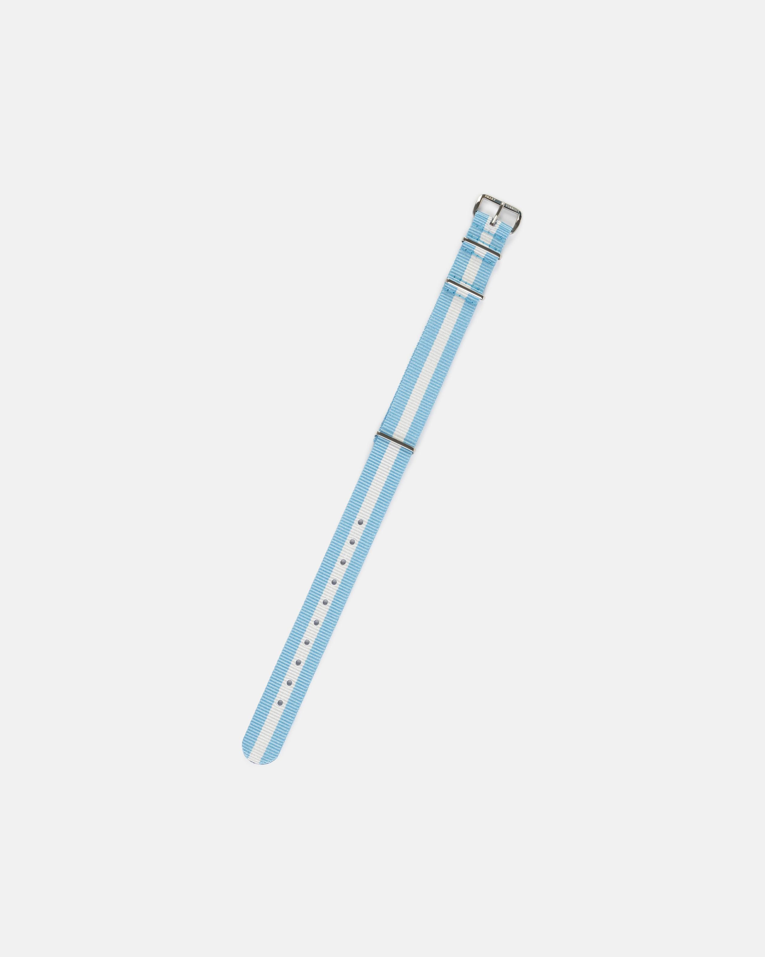 Light Blue & White Stripe Nylon Watch Strap