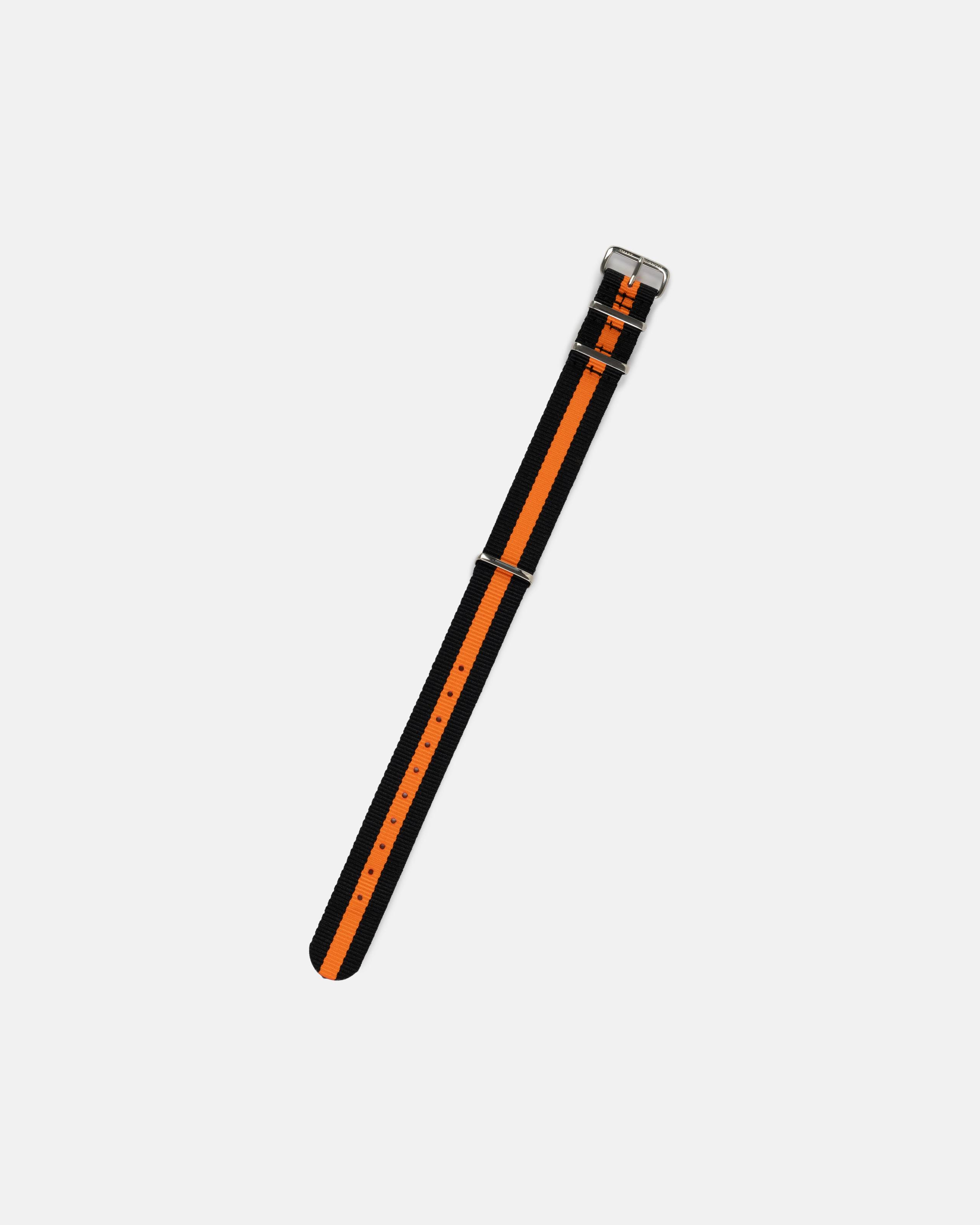Black & Orange Stripe Nylon Watch Strap