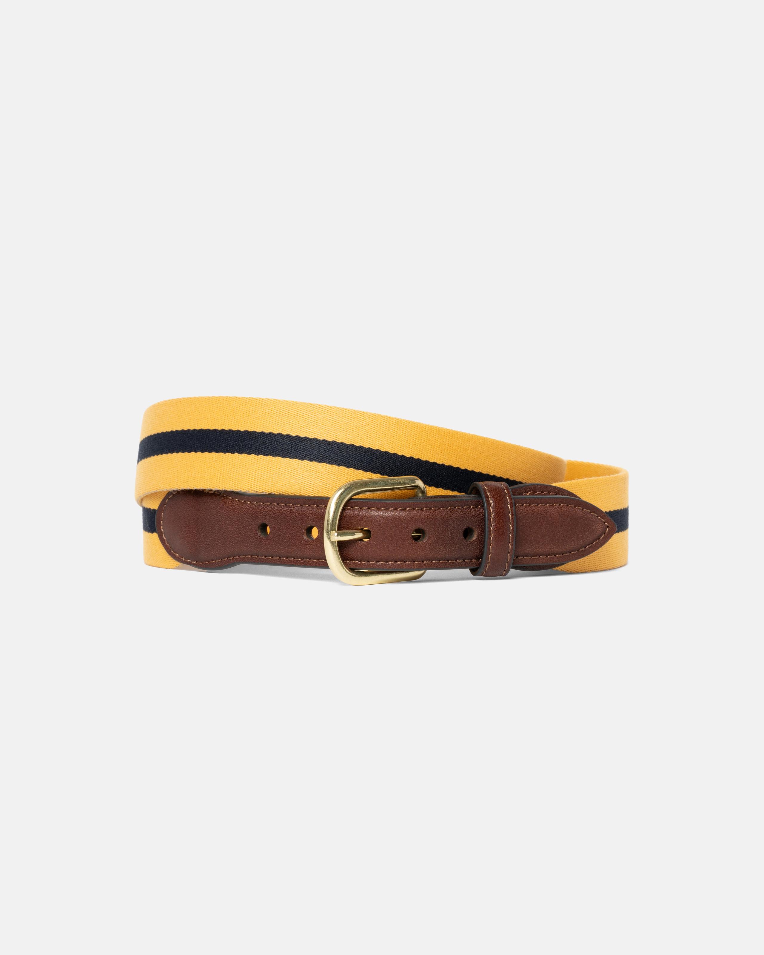 Made-in-USA Yellow & Navy Striped Surcingle Belt