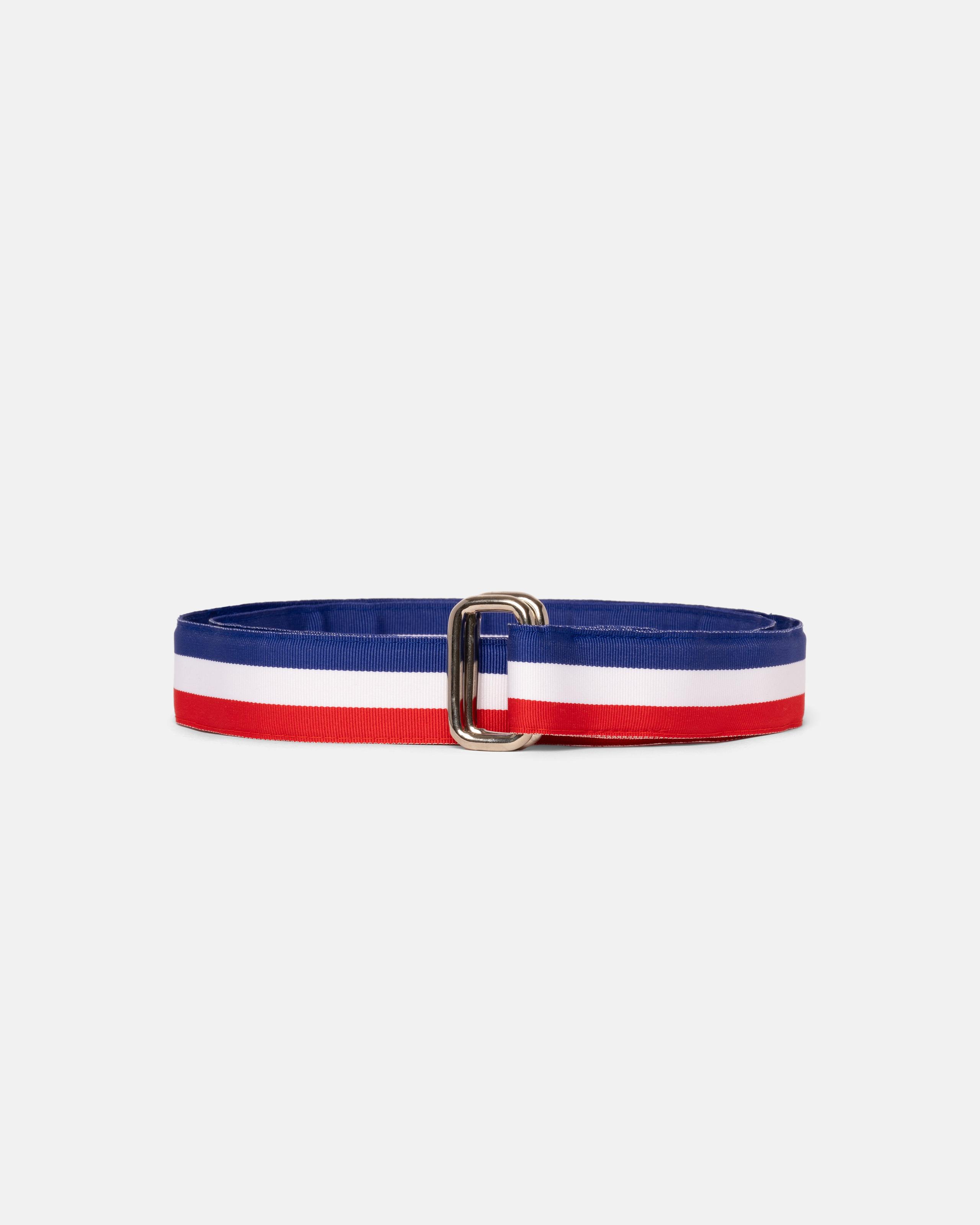 Made-in-USA Red, White & Blue Striped Grosgrain Ribbon Belt