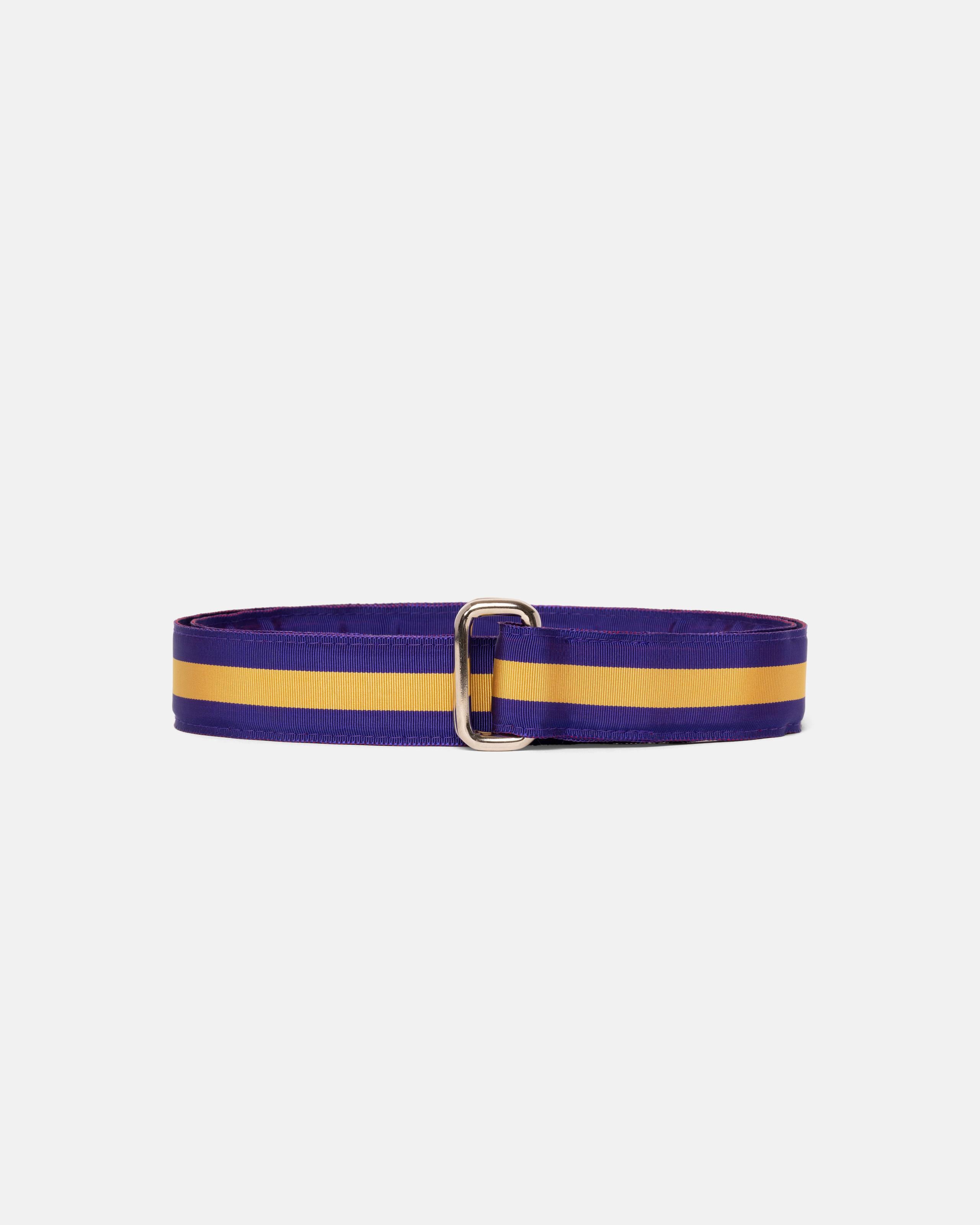 Made-in-USA Purple & Gold Striped Grosgrain Ribbon Belt