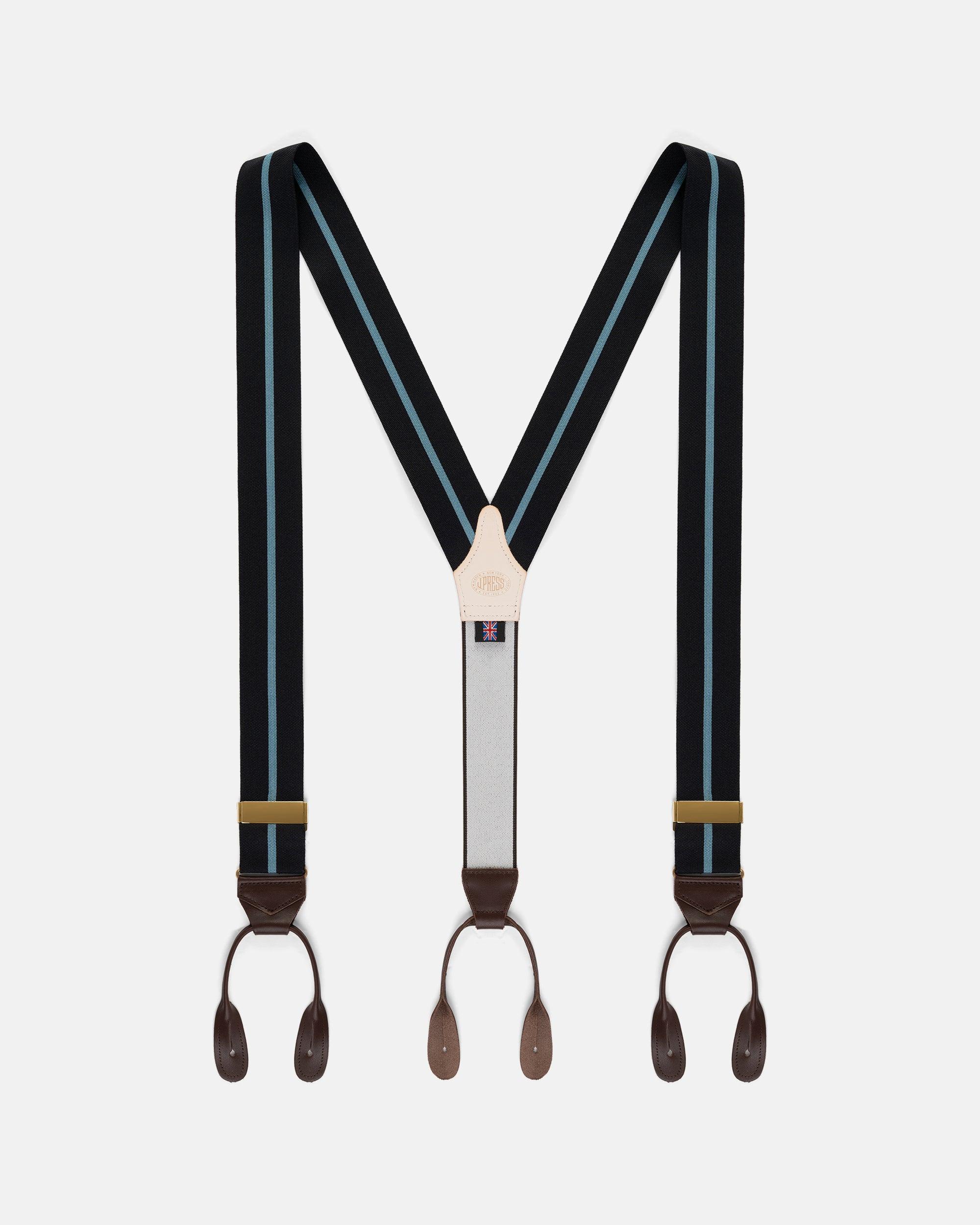Made-in-England Navy & Light Blue Striped Barathea Braces