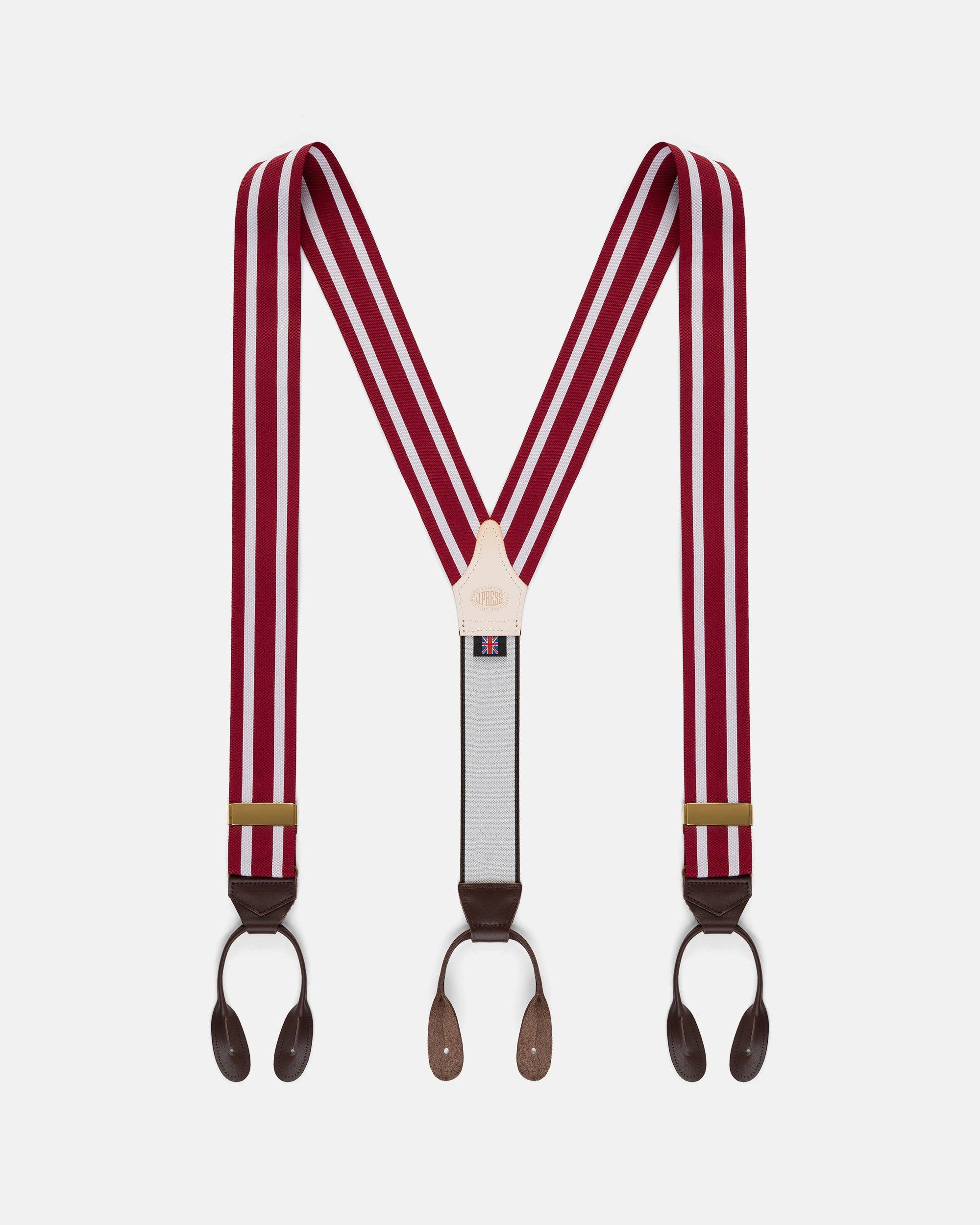 Made-in-England Red & White Striped Barathea Braces