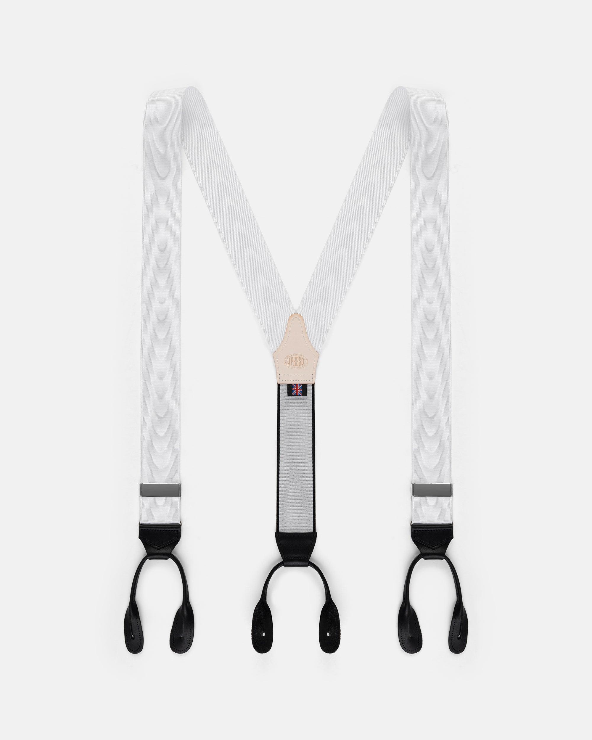 Made-in-England White Silk Moire Braces