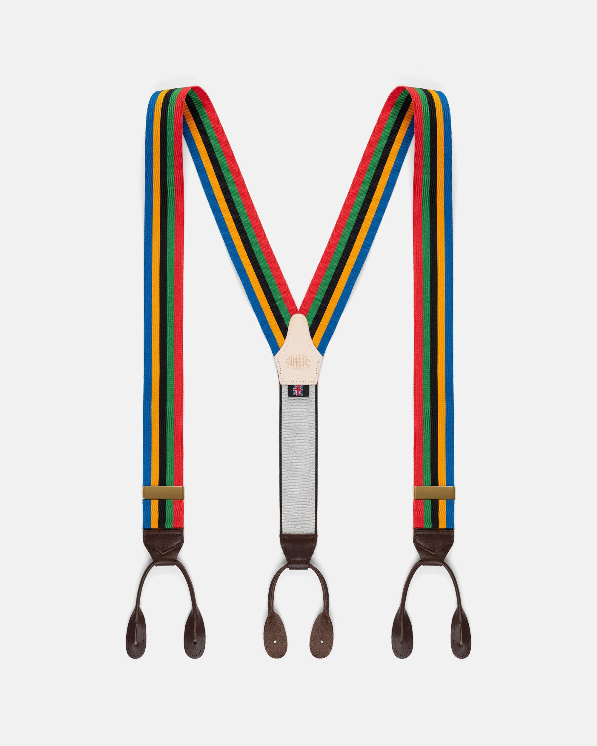 Made-in-England Multi-Colored Striped Barathea Braces
