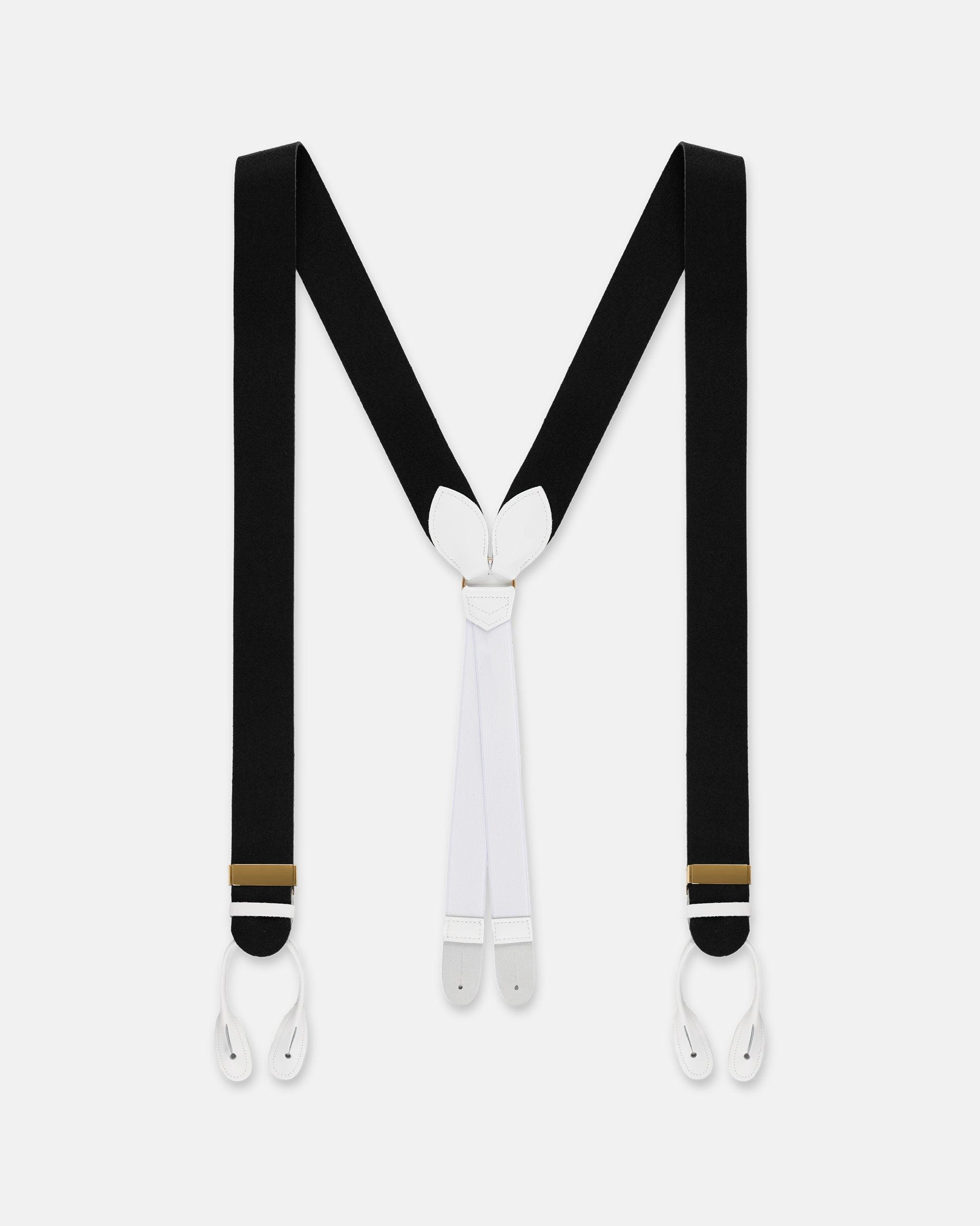 Made-in-England Black Wool Boxcloth Braces