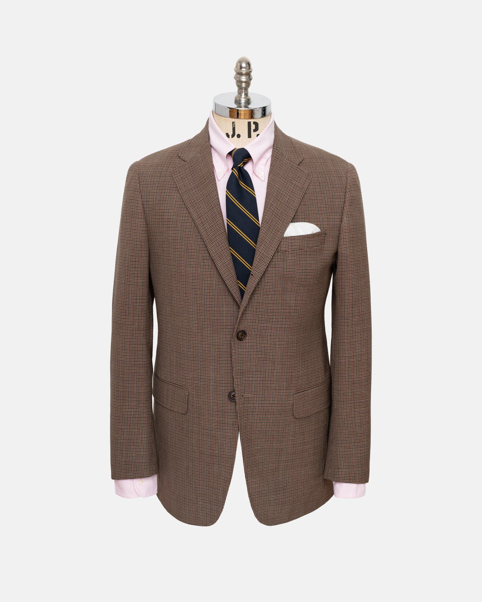 Made-in-USA Brown Mini Check Fox Air Wool Sport Coat - Custom Make