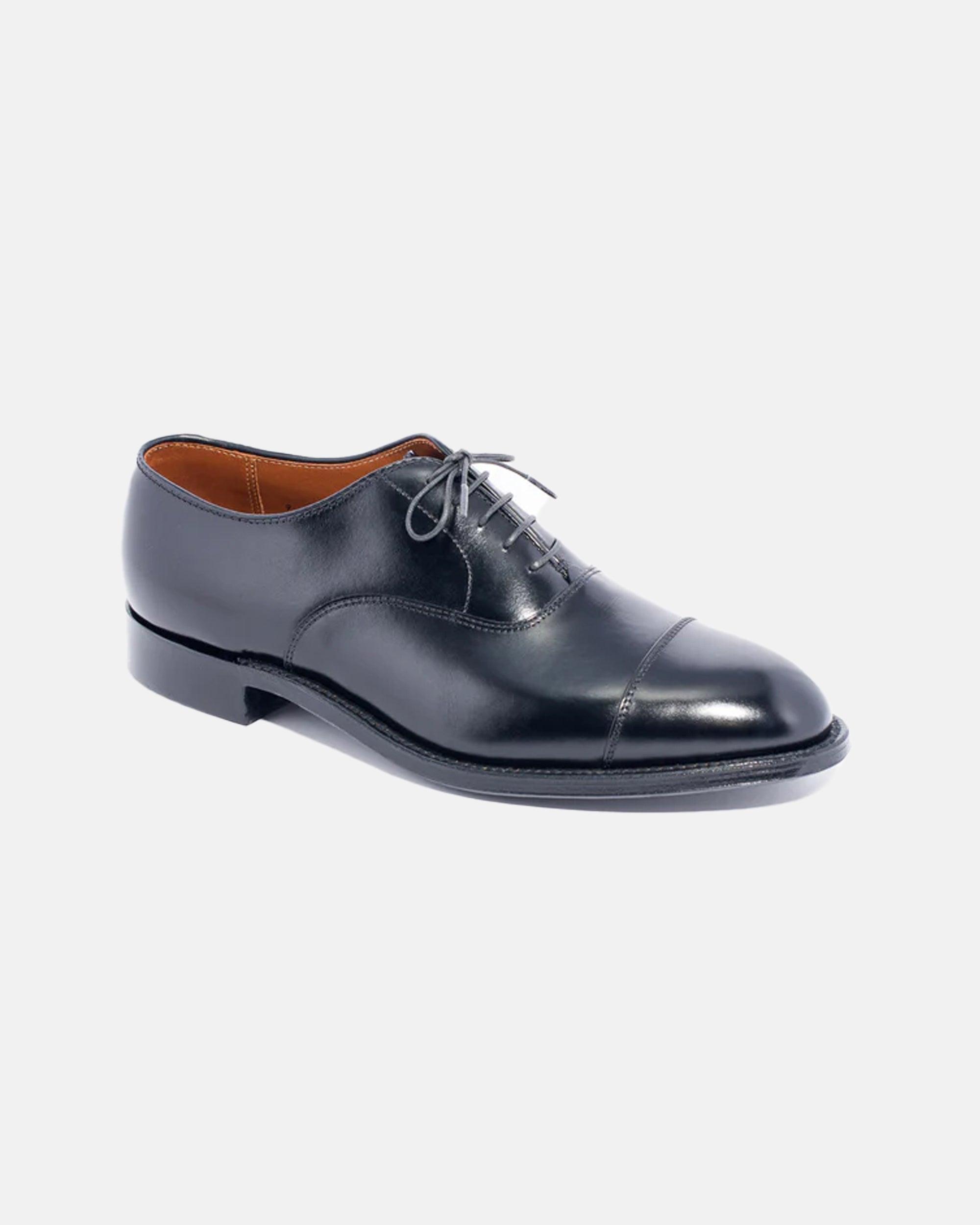 Made-in-USA Black Calfskin Straight Tip Bal Oxford