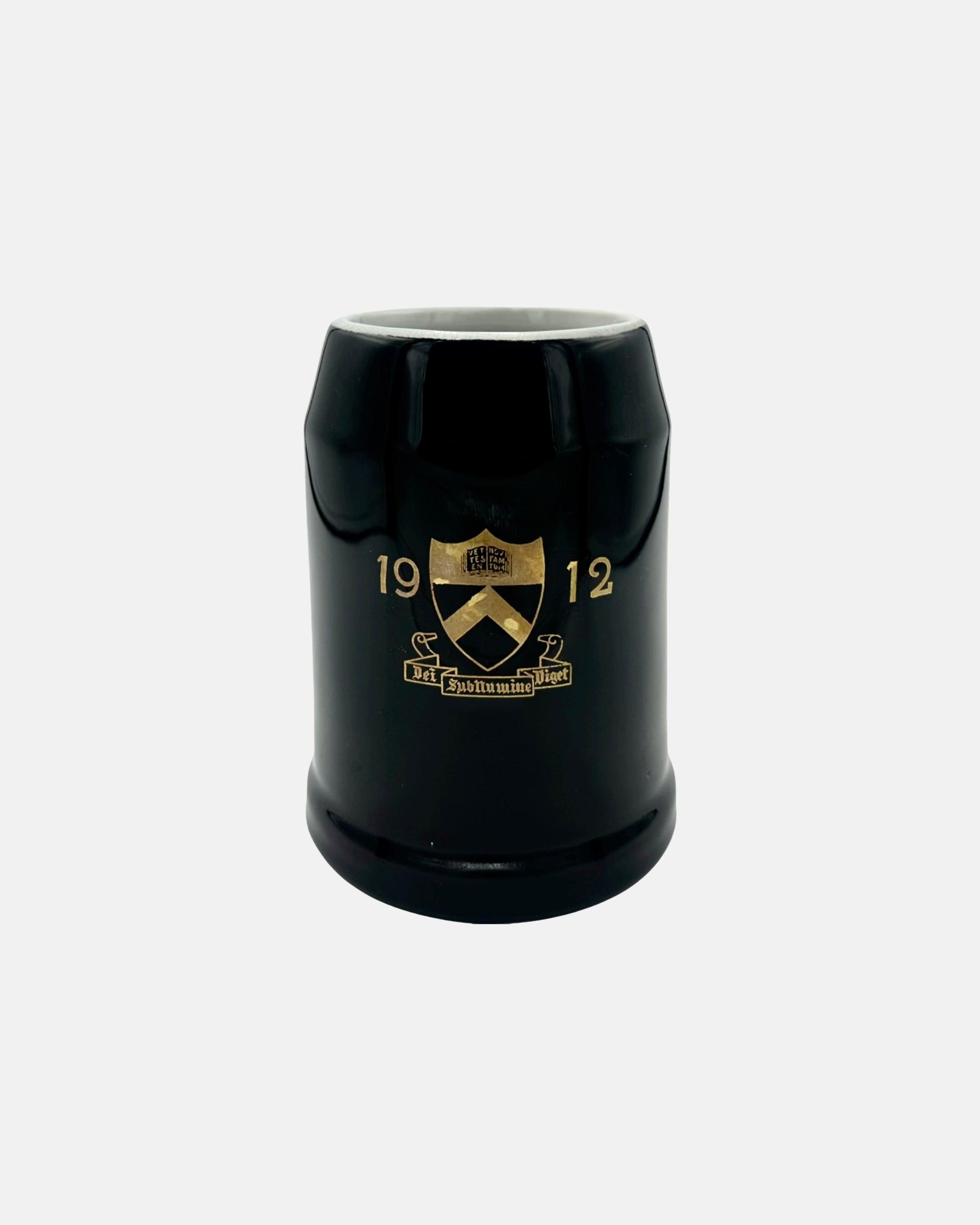 Vintage Princeton University 1912 Reunion Black Ceramic Tankard Stein Mug