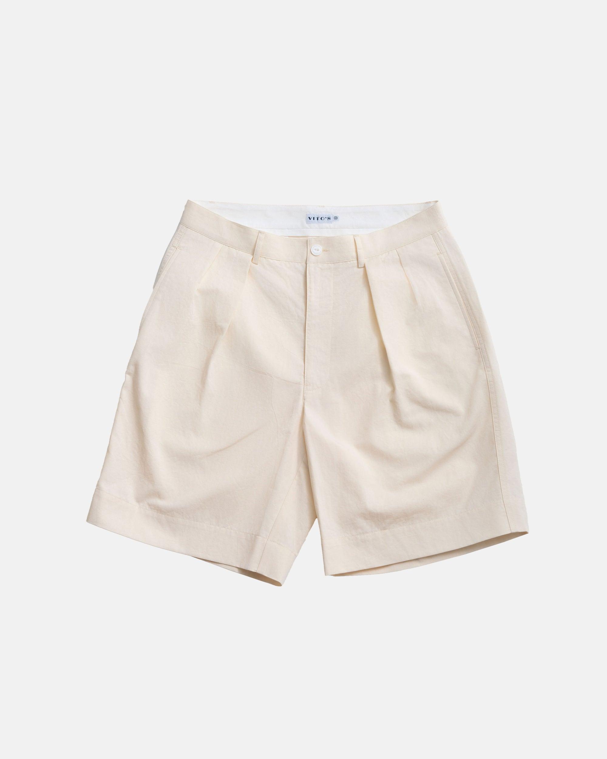 Stone Cotton/Linen Pleated Short