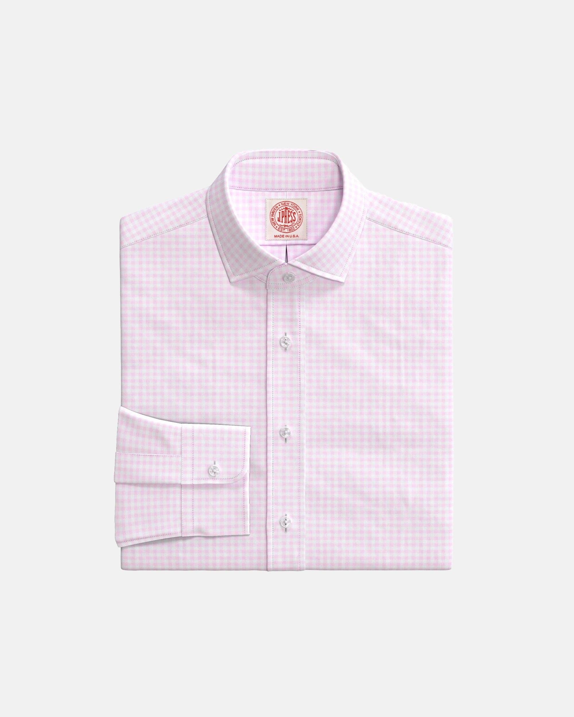 Pink Tattersall English Spread Collar Custom Shirt