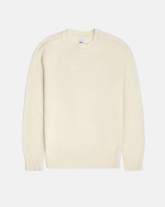White Wool Crewneck Sweater - Trim Fit