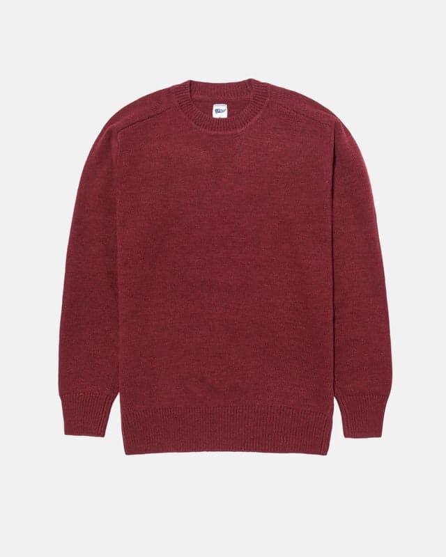 Burgundy Wool Crewneck Sweater - Trim Fit