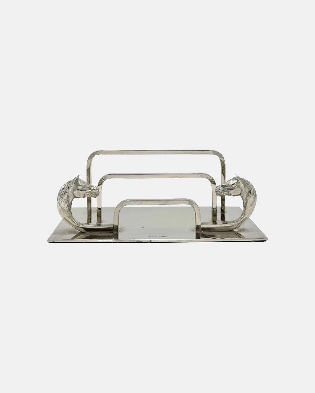 Vintage Hermes Paris Equestrian Horse Head Letter Organizer Silverplated