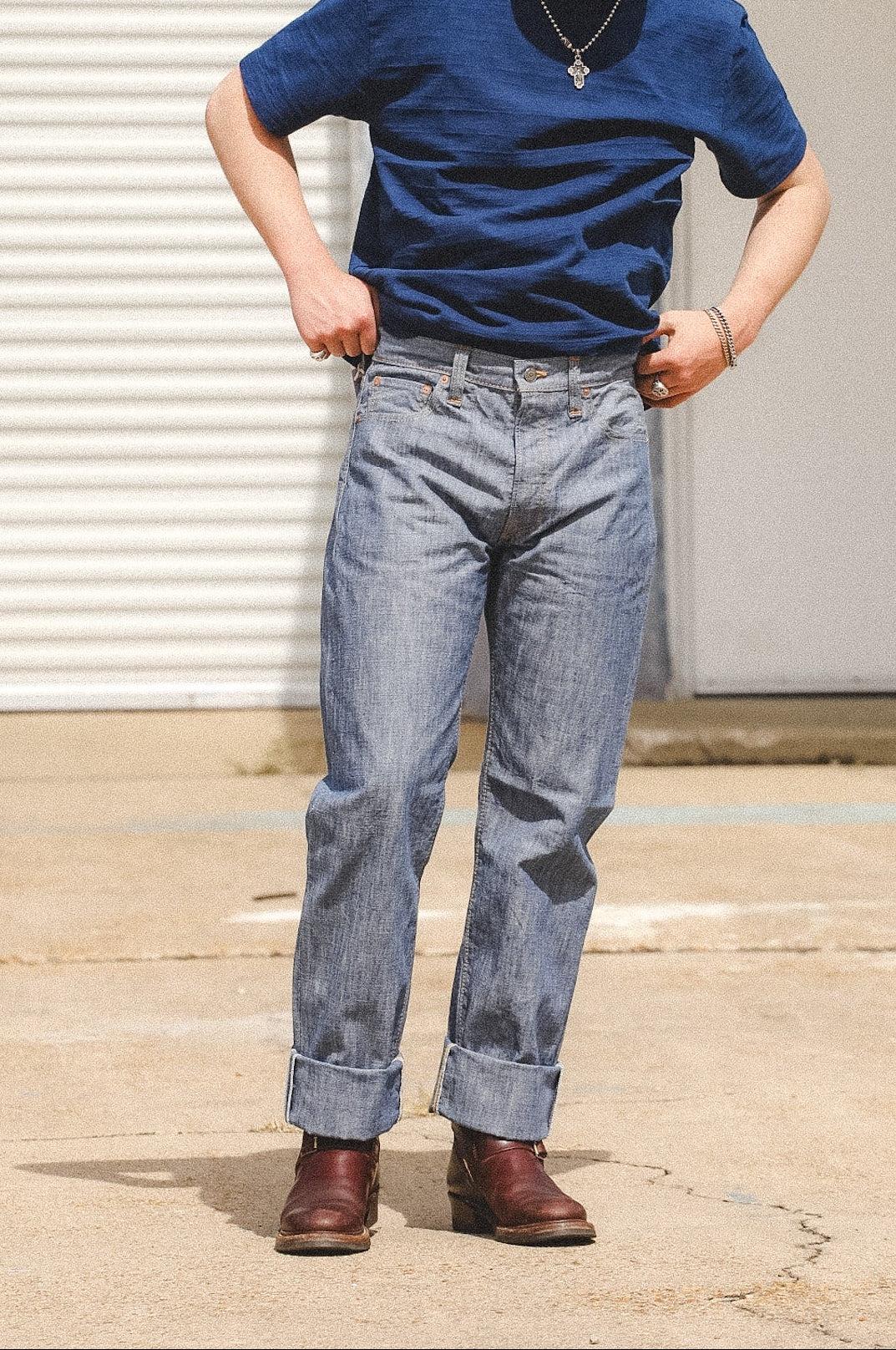 1186-1 Pure Blue Japan Regular Straight 14oz Slub Chambray 5-Pocket – Indigo