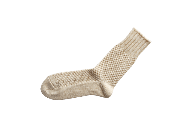 Wool Cotton Boot Socks-Ivory