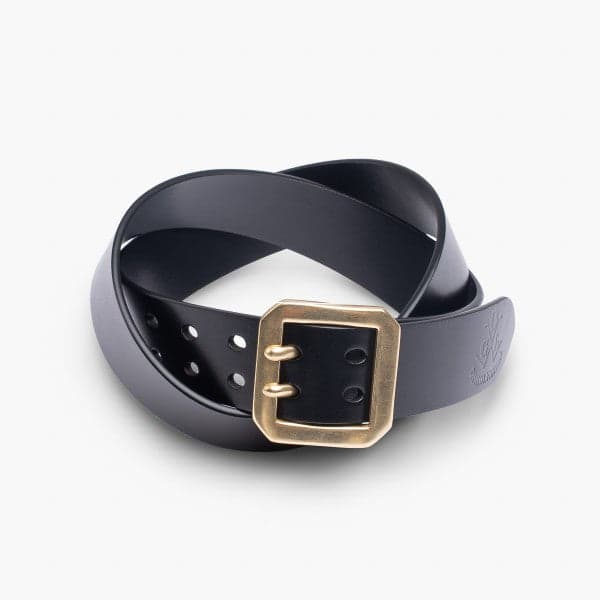 OGL Double Prong Garrison Buckle Leather Belt - Black OGL-BELT-FULL-DPGAR-BLK