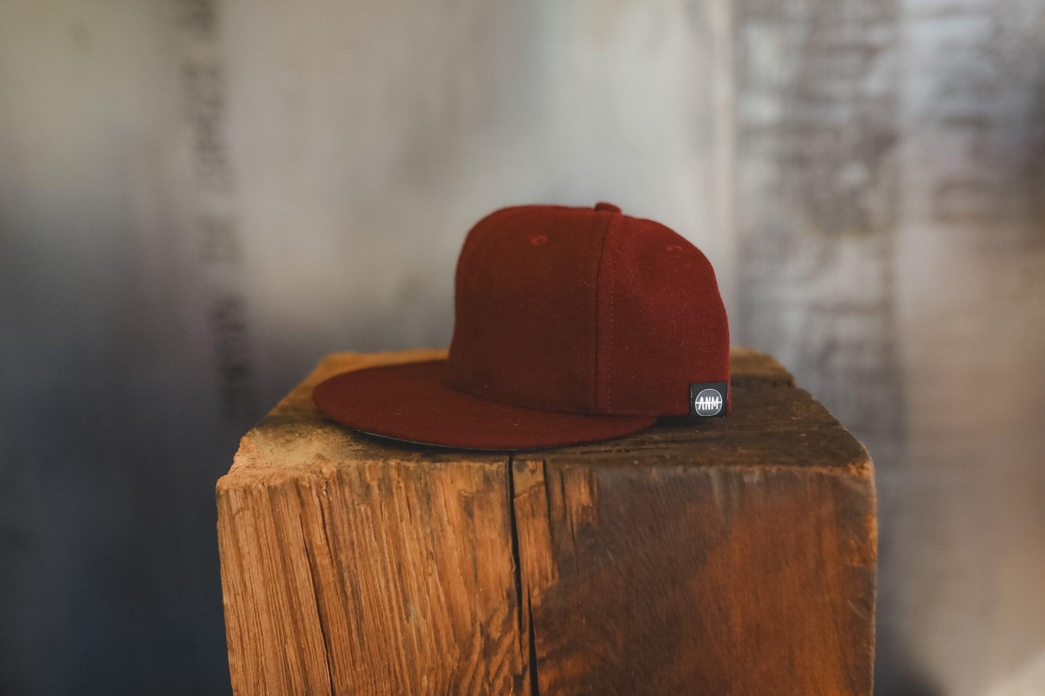 ANM Wool Vintage 6 Panel Cap- Burgundy