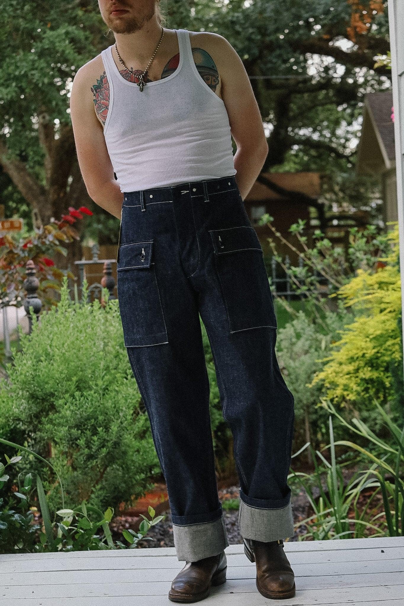 BR42637 Buzz Rickson U.S. Marine Corps M-1944 Civilian Denim Pants- Indigo