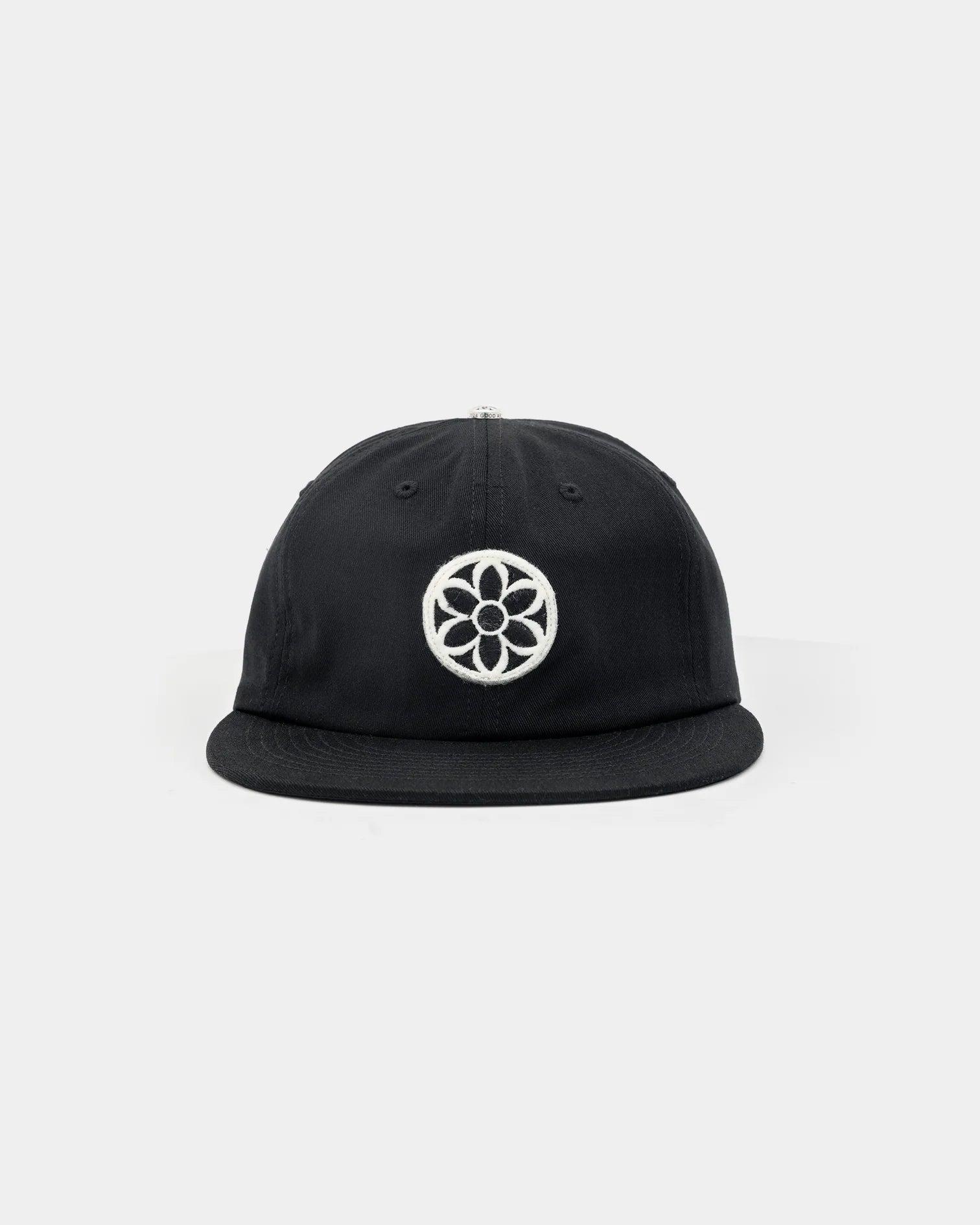 Classic Cotton Ball Cap - Rosette - Black