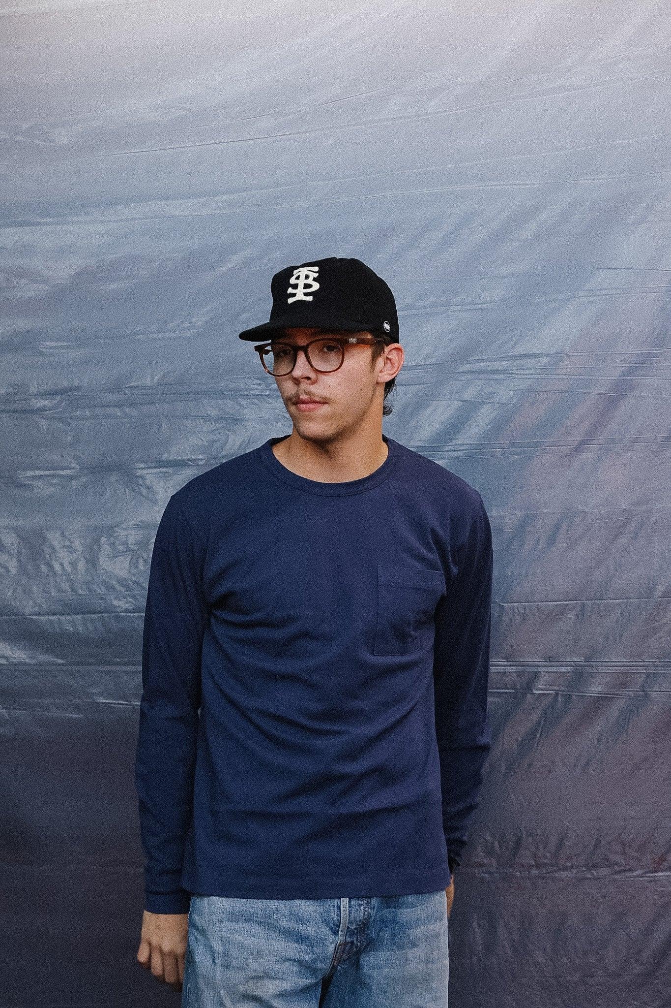 Dehen 1920 Heavy Duty Long Sleeve Single Pocket Tee- Navy