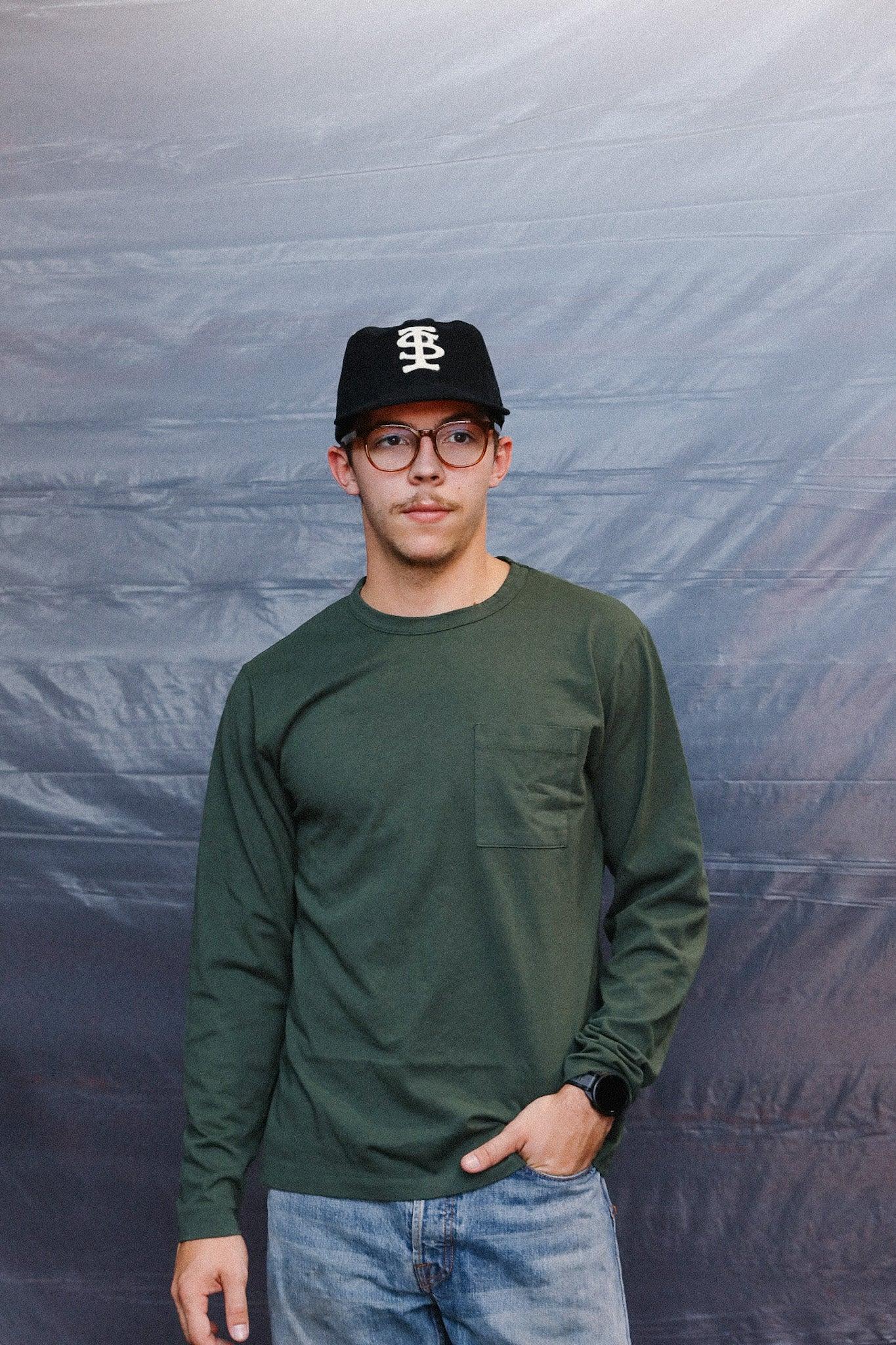 Dehen 1920 Heavy Duty Long Sleeve Single Pocket Tee- Spruce