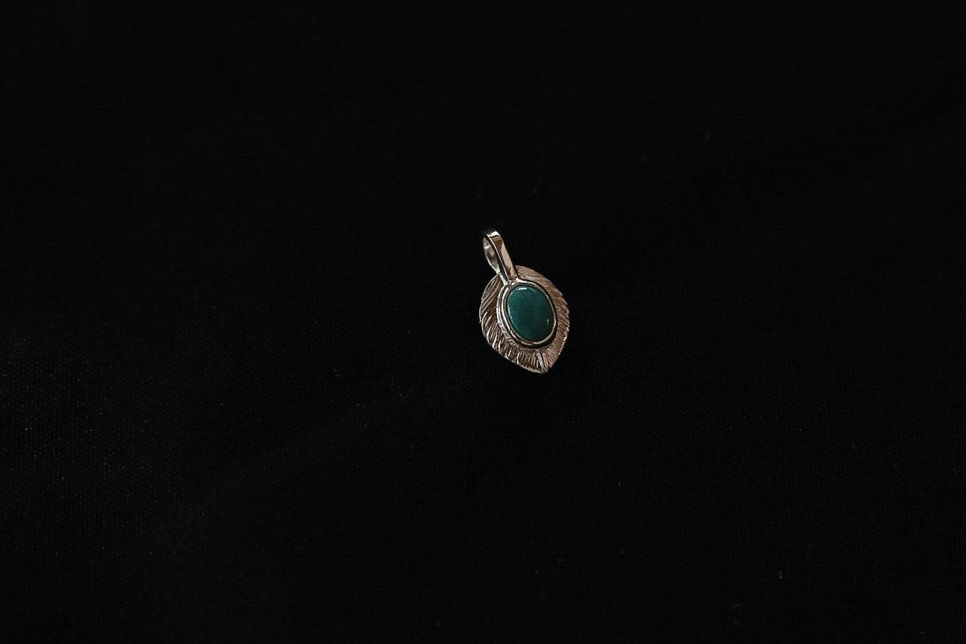 P-524L First Arrow's Heartfeather Pendant with Turquoise-M
