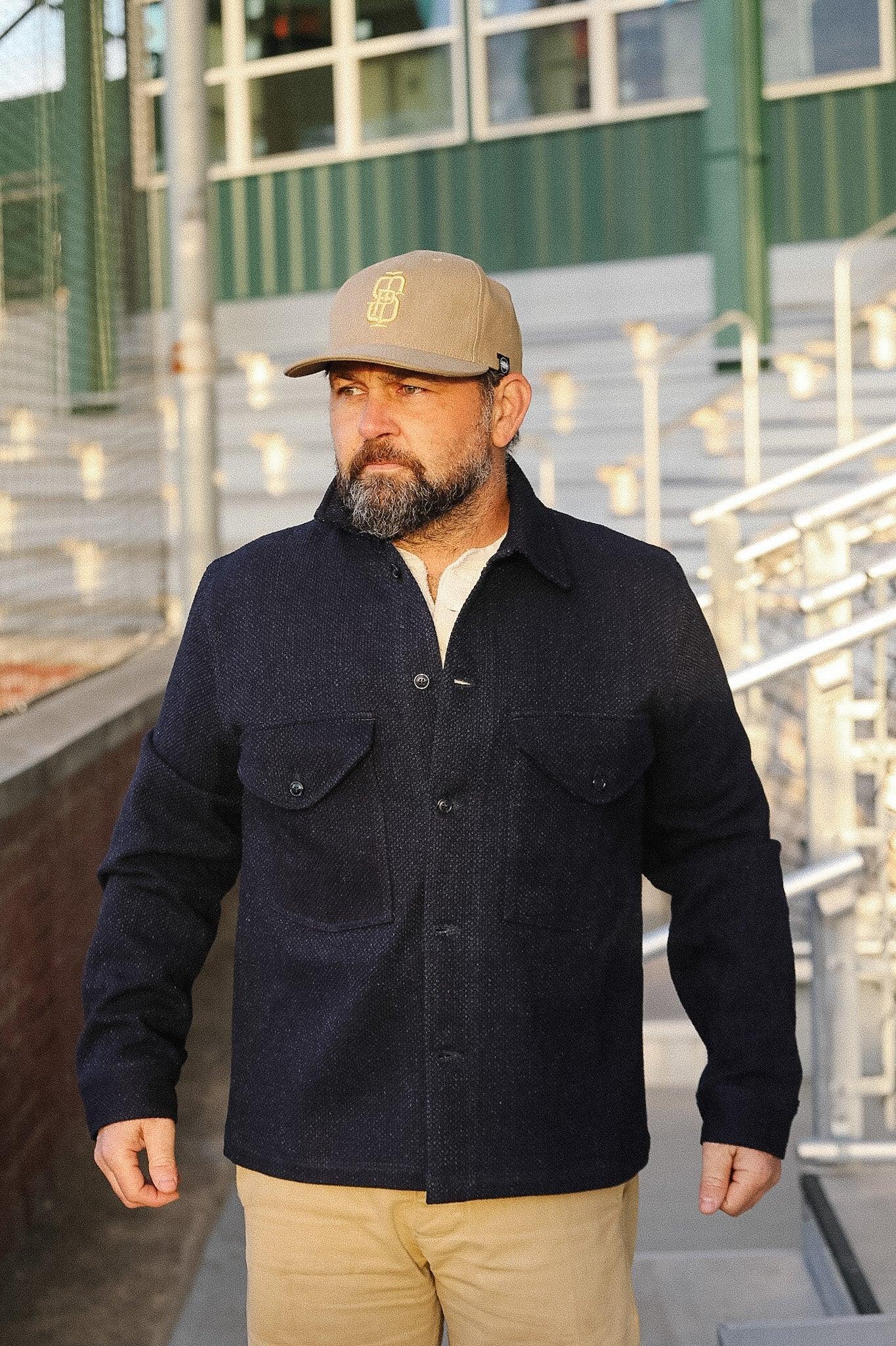 Dehen 1920 Skyline Overshirt- Indigo Sashi-Ori
