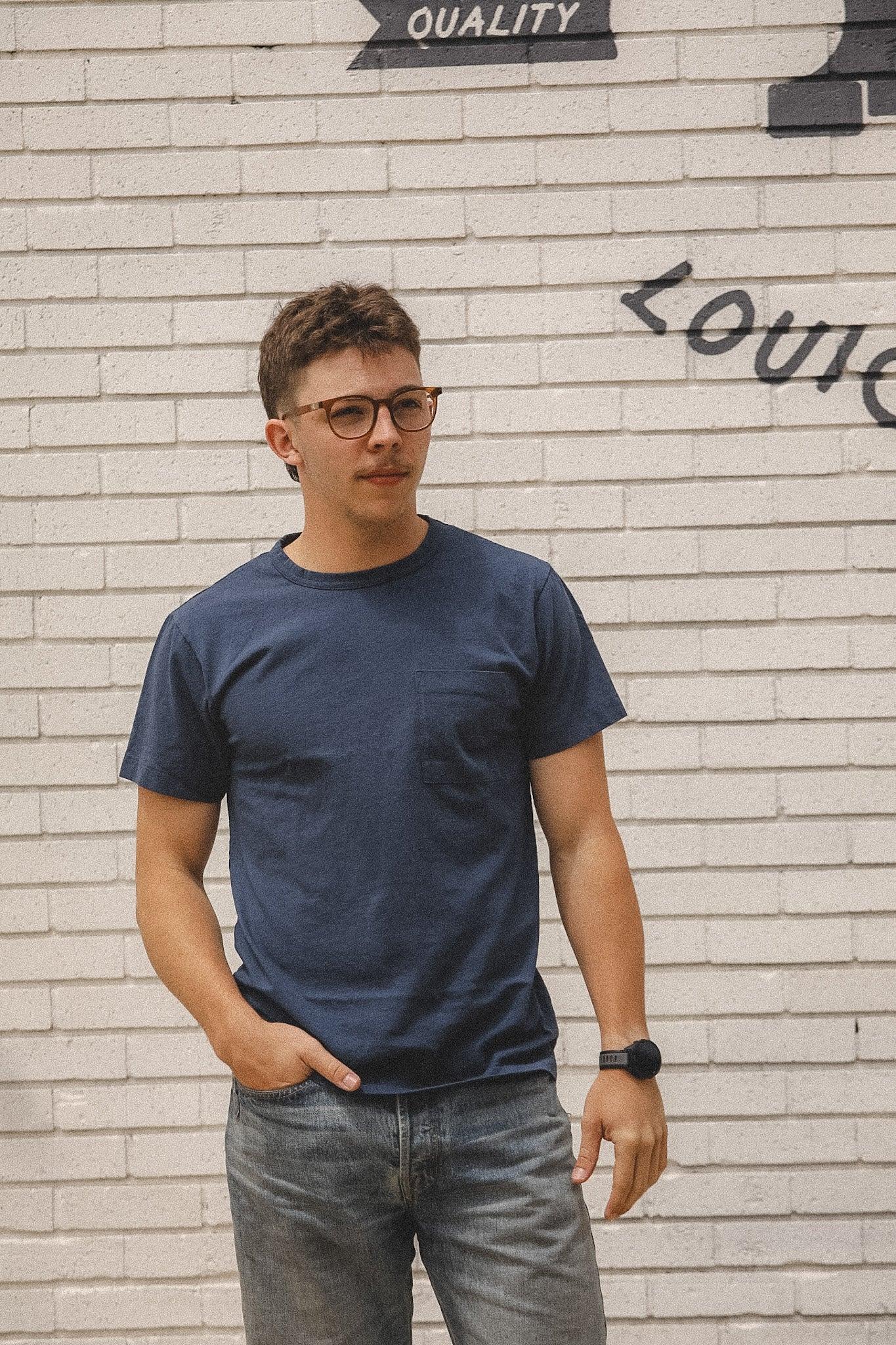 Dehen 1920 Heavy Duty Single Pocket Tee-Navy