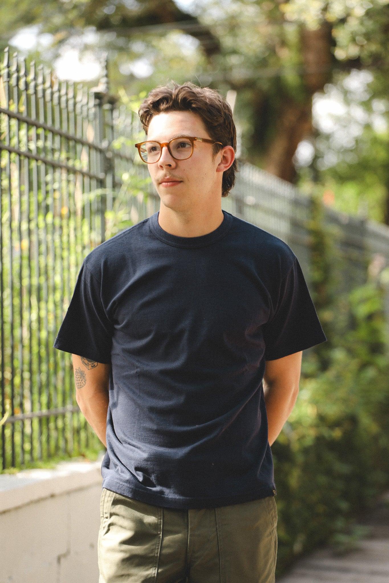 IHT-1610L-NAV Iron Heart 6.5oz Loopwheel Crew Neck T-Shirt With Longer Body - Navy