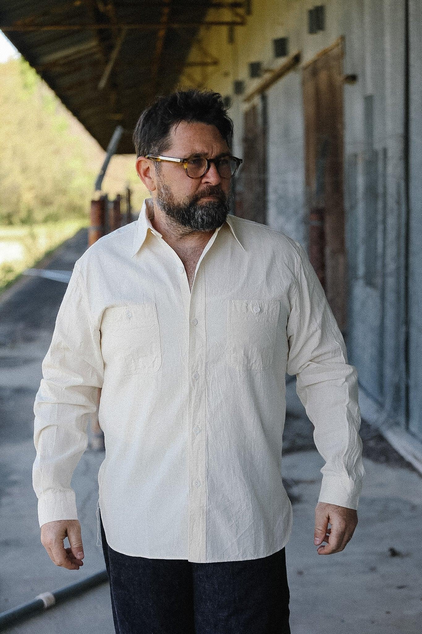 BR25996 Buzz Rickson USN Chambray Work Shirt -Natural