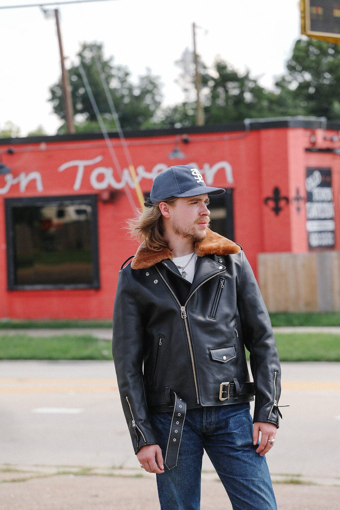 Sumi Dyed Double Riders Jacket- Saddle Dyed Horsehide Black (SHR-58)