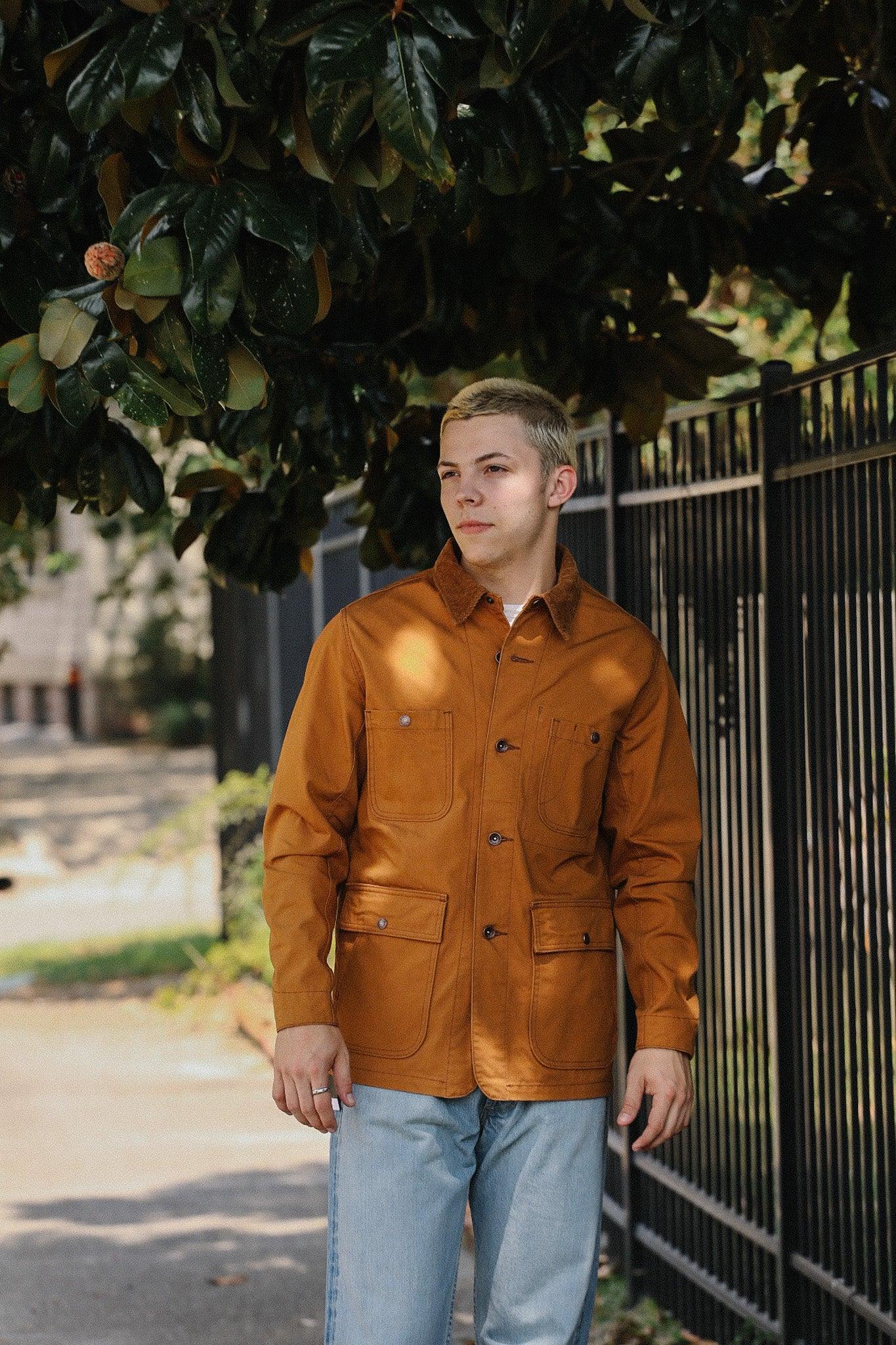 10oz Kurashikizome® Organic Cotton Duck Chore Jacket - Brown IHJ-148-BRN