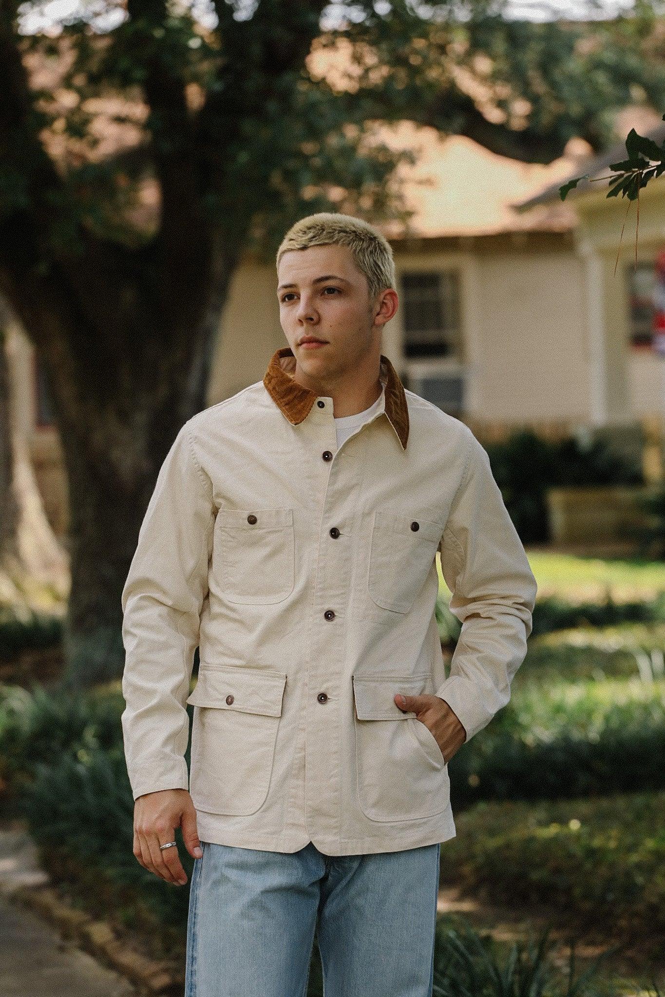 10oz Kurashikizome® Organic Cotton Duck Chore Jacket - Ivory IHJ-148-IVO