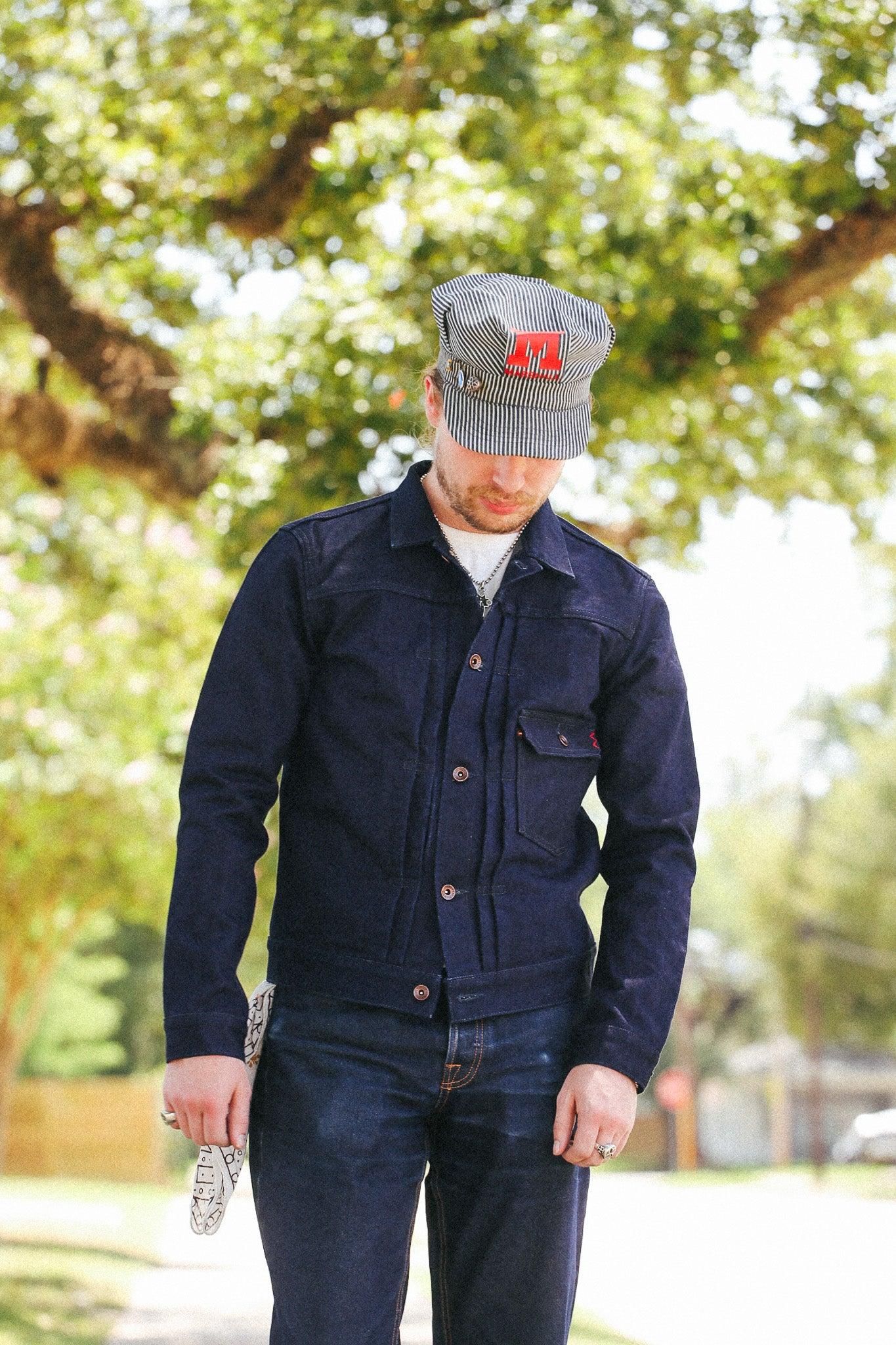 IHJ-140-IG Iron Heart 19oz Selvedge Denim Type I Jacket - Indigo/Grey