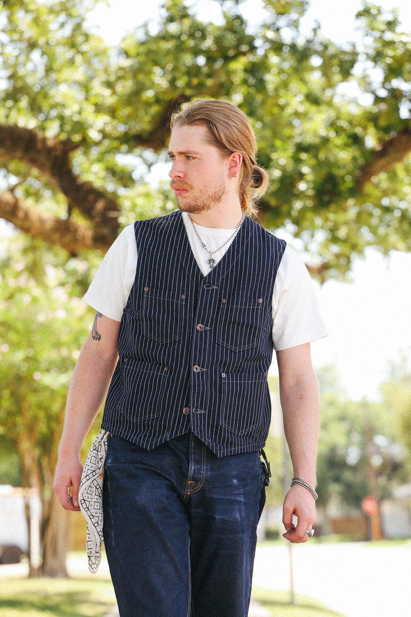 IHV-02-IND Iron Heart 12oz Wabash/Duck Work Vest - Indigo/Navy