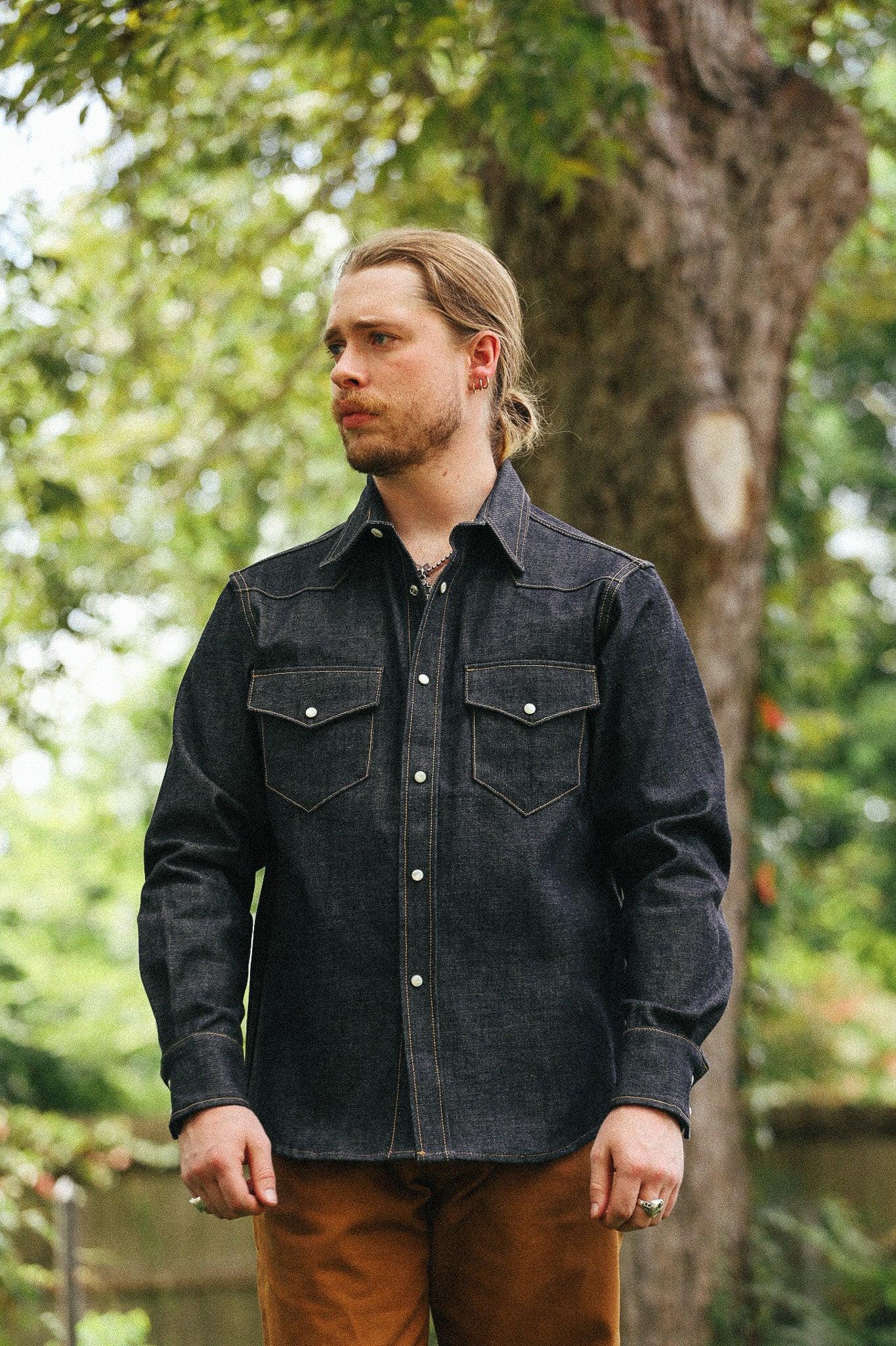 ANM 13.5oz GL-3 Denim Western Shirt- Indigo