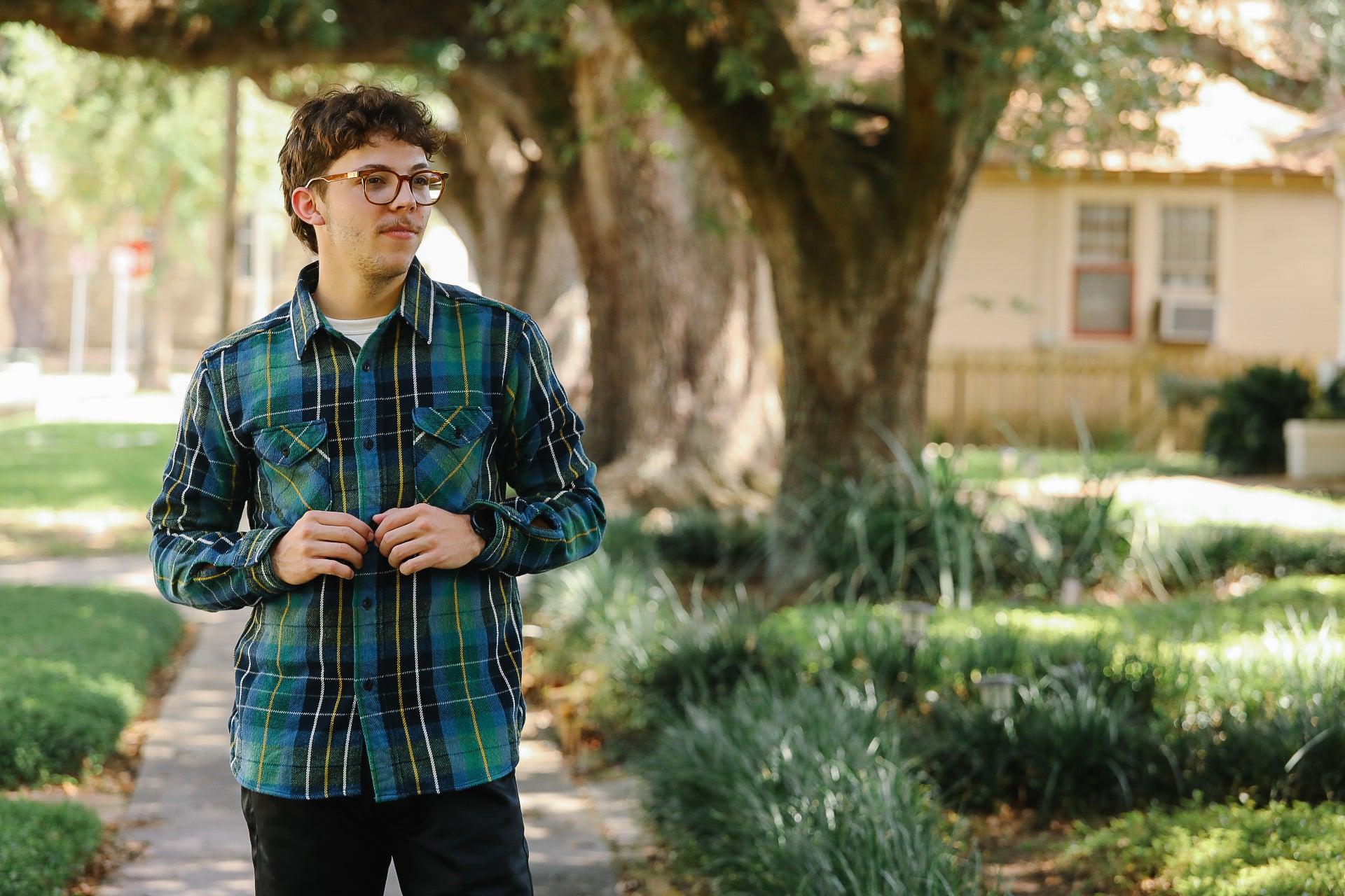 502653 UES Heavy Flannel Shirt- Green