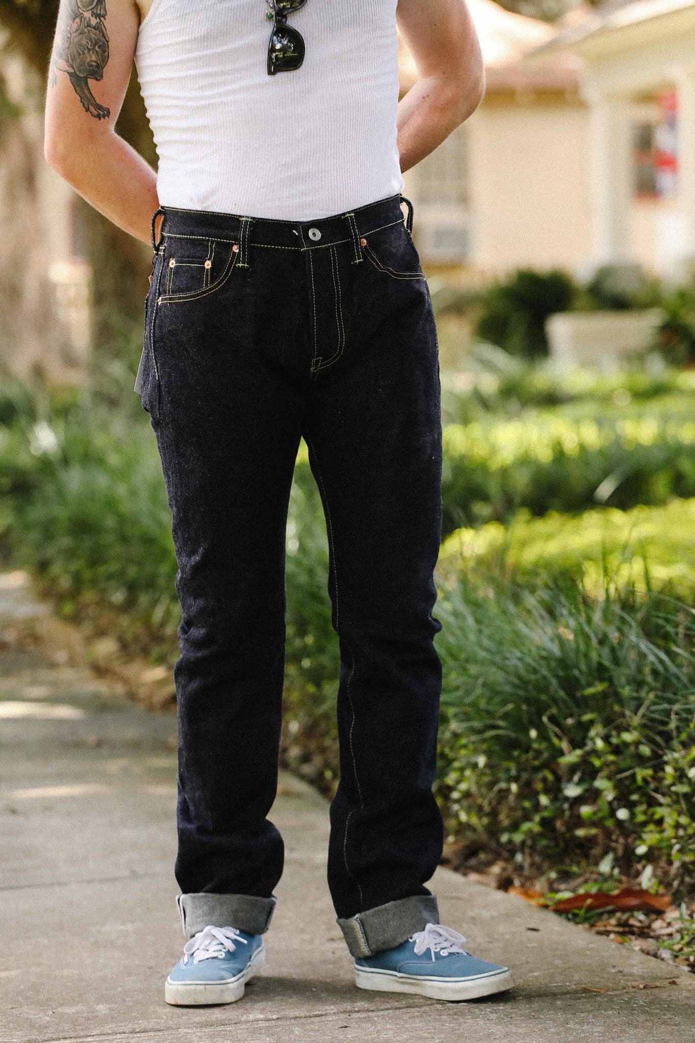 IH-555S-19L Iron Heart 19oz Left Hand Twill Selvedge Denim Super Slim Cut Jeans - Indigo