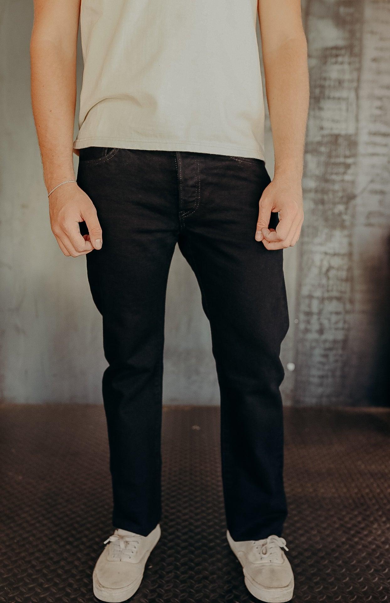 14oz Selvedge Denim Slim Straight Cut Jeans - Indigo Overdyed Black IH-666S-142od