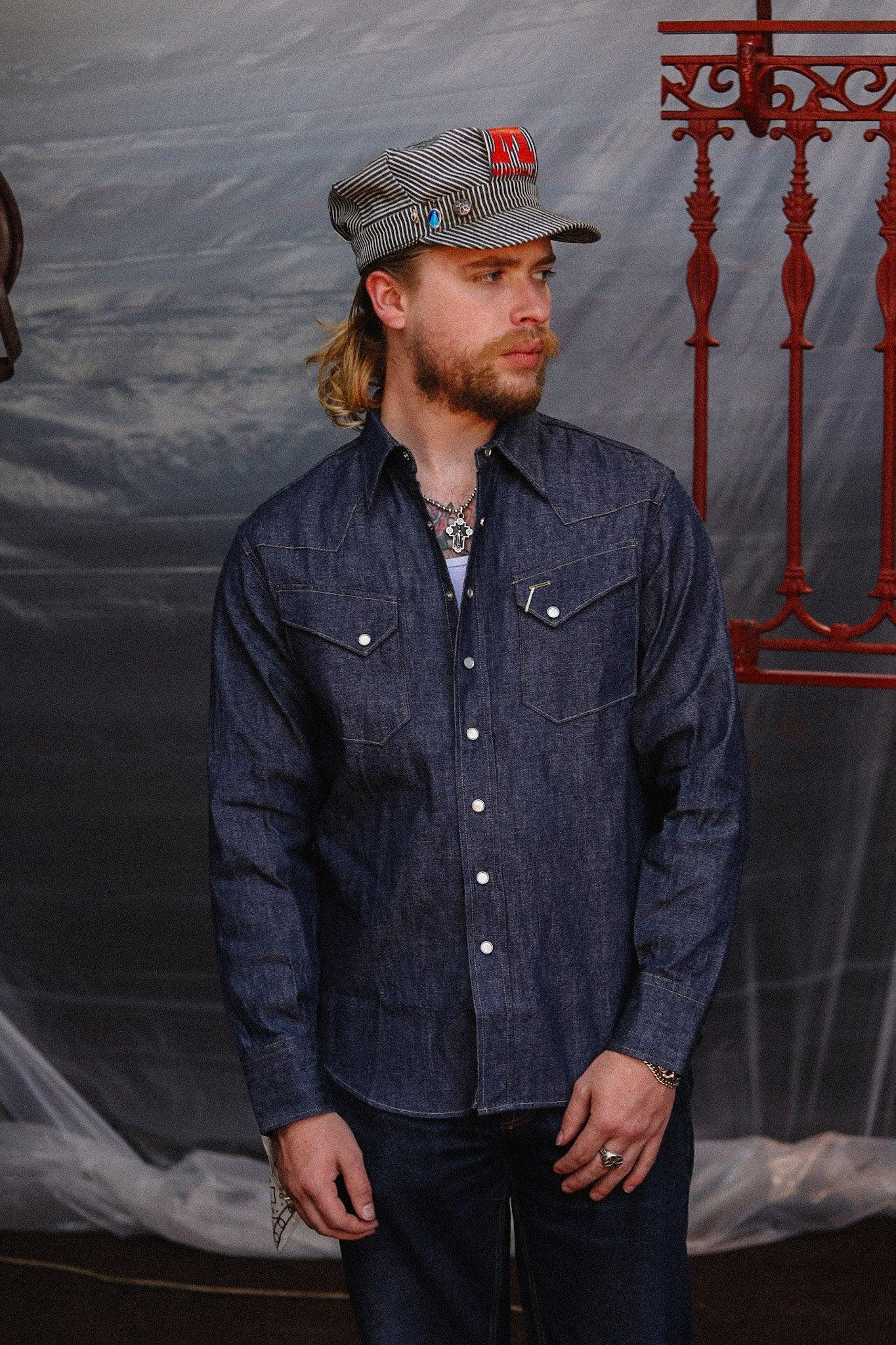 SC28190 Sugar Cane Long Sleeve Denim Western Shirt- Indigo
