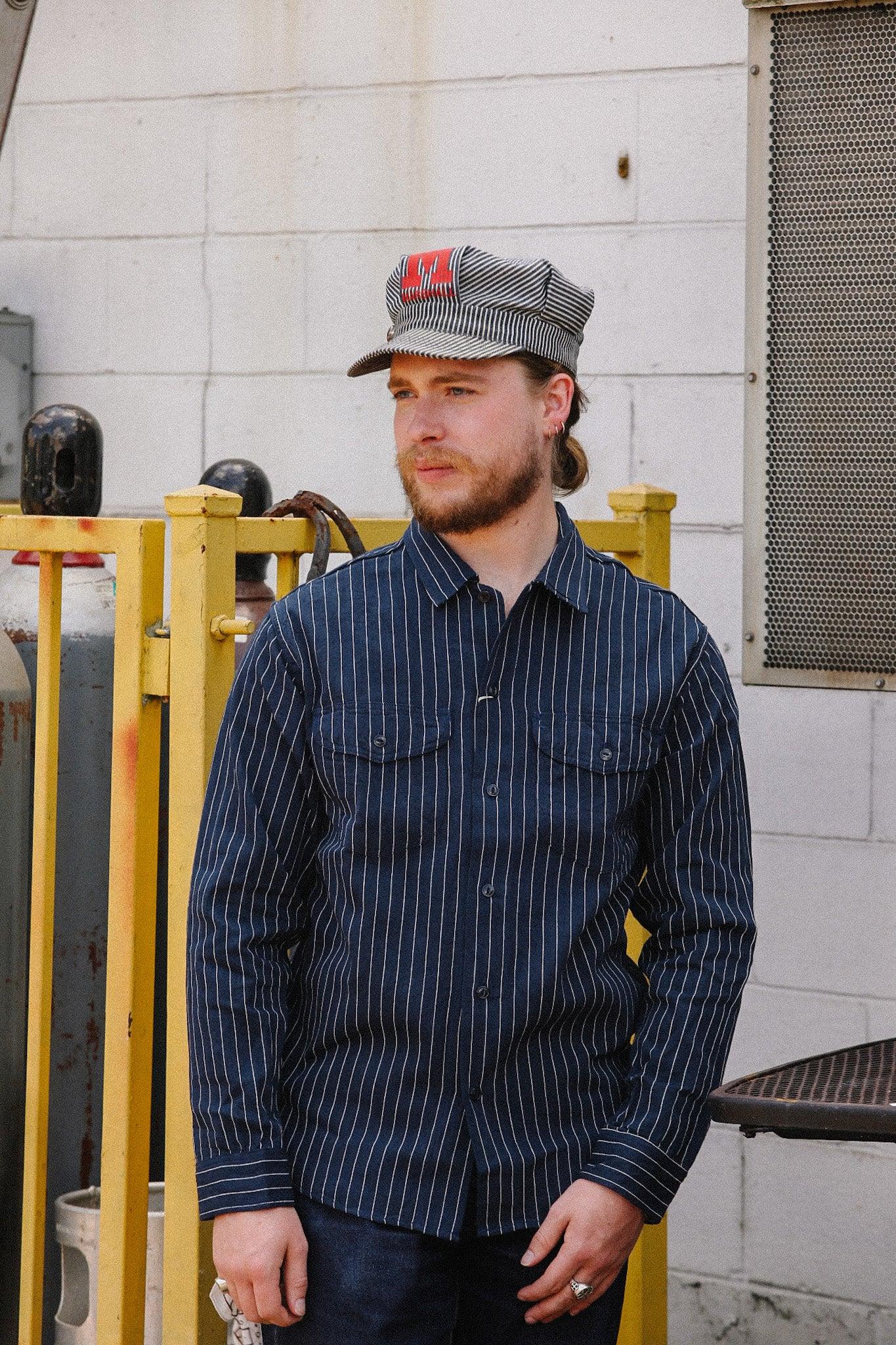 SC28652 Sugar Cane Coke Stripe Long Sleeve Work Shirt- Navy