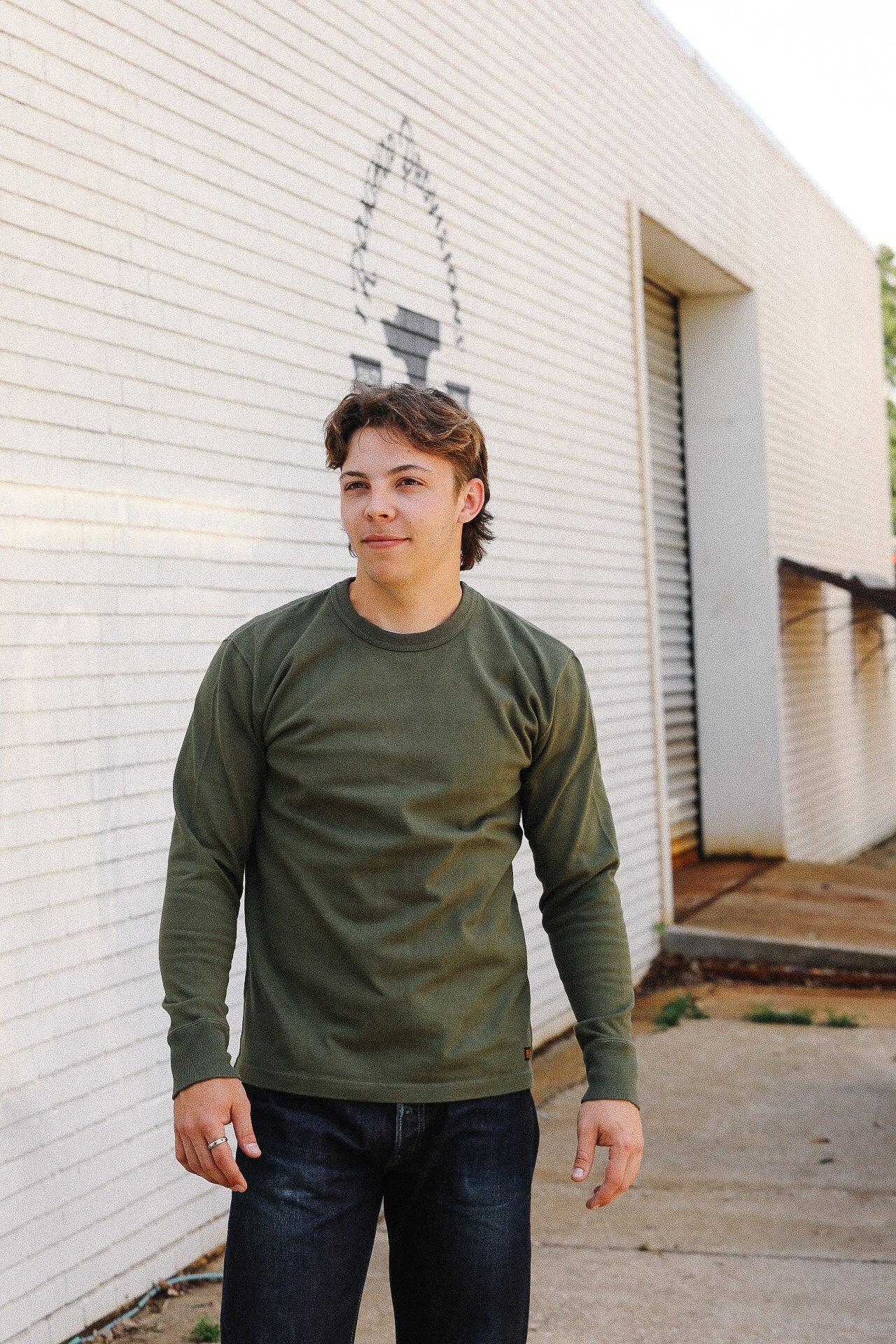 IHTL-1501-OLV Iron Heart 11oz Cotton Knit Crew Neck Sweater-Olive