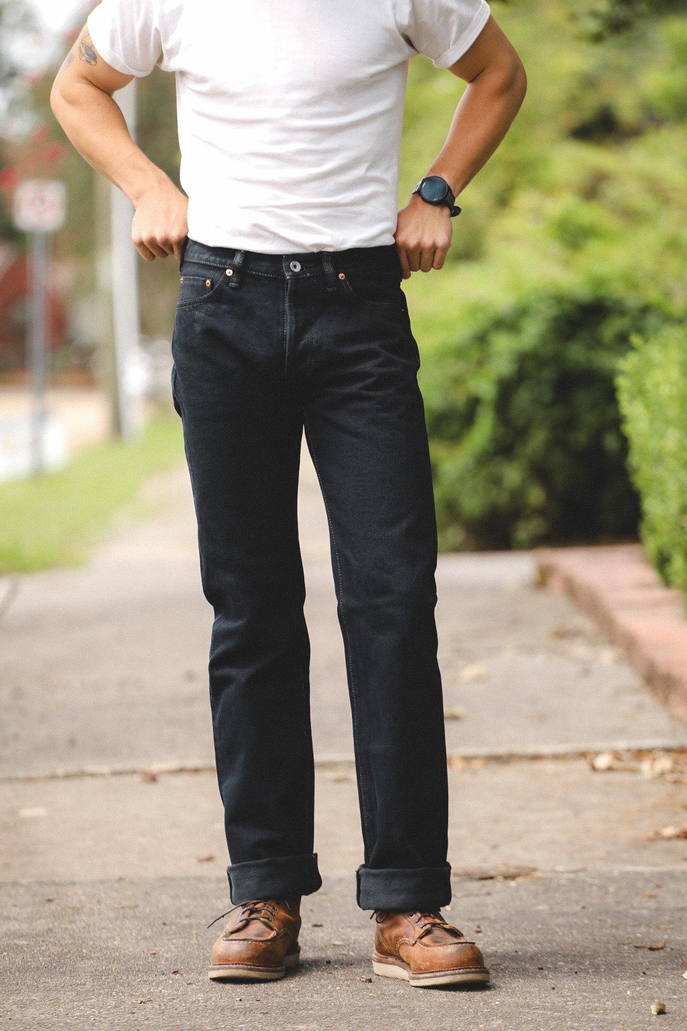 IH-634S-B Iron Heart 21oz Selvedge Denim Straight Cut Jeans - Indigo Overdyed Black