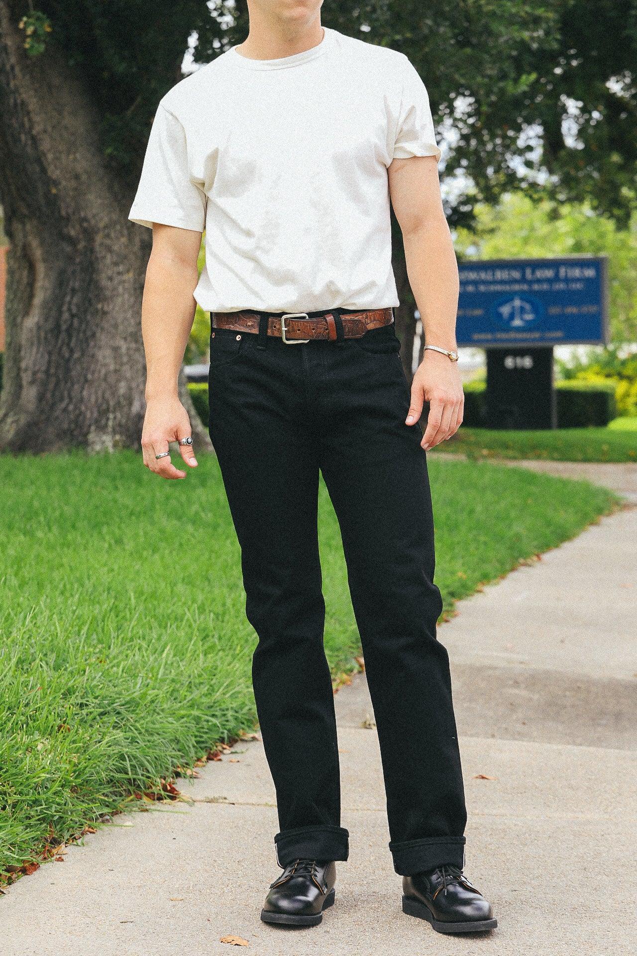 14oz Selvedge Denim Straight Cut Jeans 634S - Black/Black IH-634S-14bb