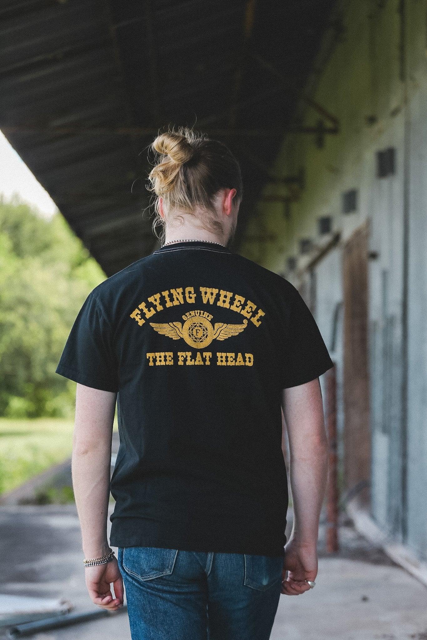 FN-THC-059SP The Flat Head Flying Wheel T-Shirt- Black
