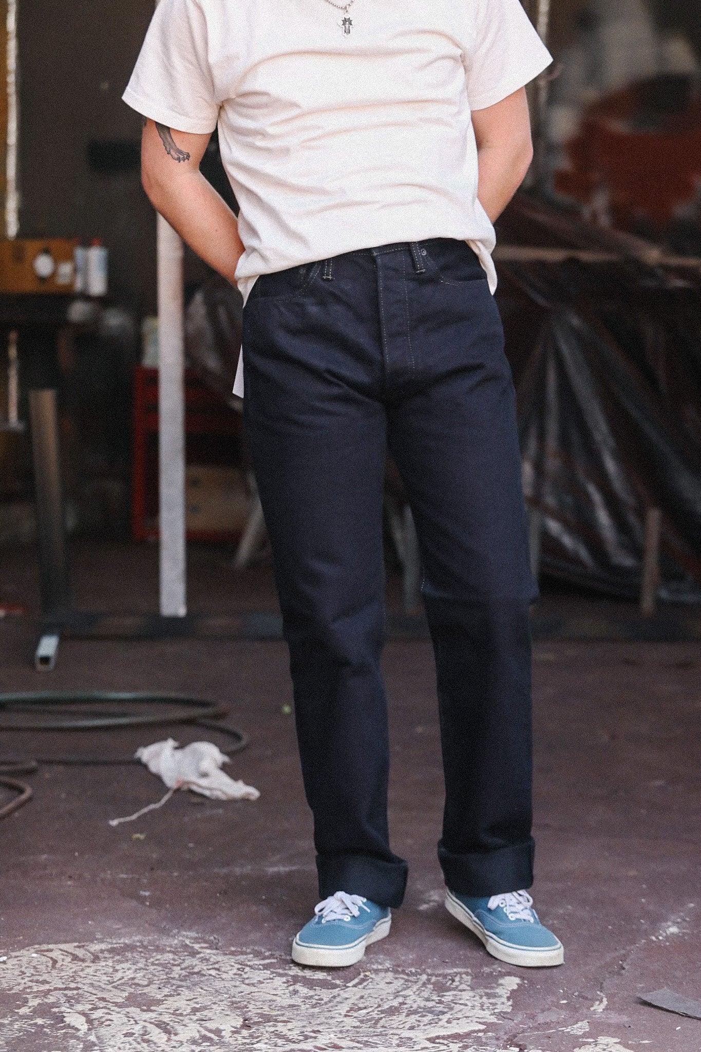 IH-1955S-142od Iron Heart 14oz Selvedge Denim "1955" Vintage Tapered Cut Jeans - Indigo Overdyed Black