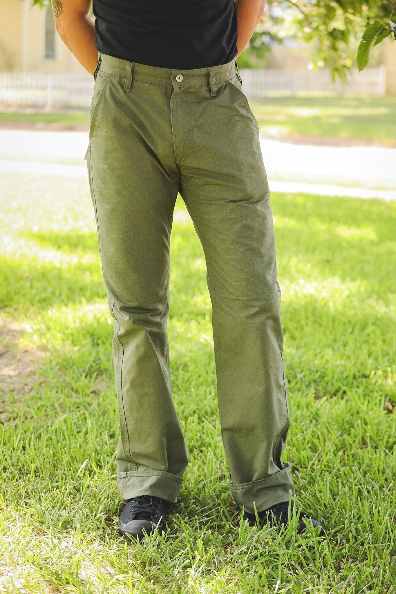IH-746-GRN Iron Heart 8oz Ripstop Wide Pants - Army Green