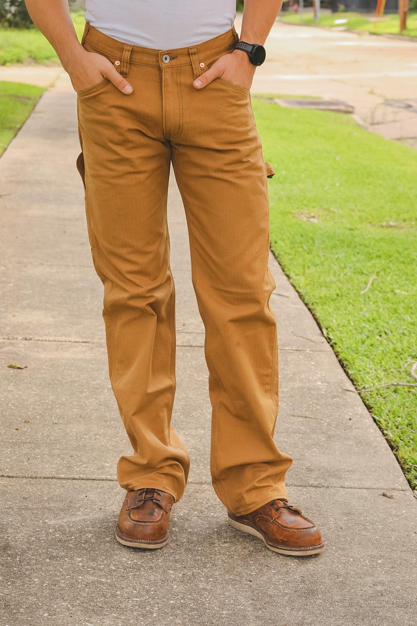 IH-831-BRN Iron Heart 10oz Herringbone Painter’s Pants - Brown